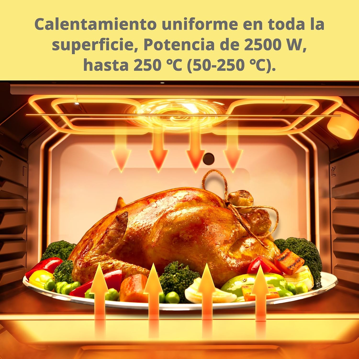 Detalle 1 de Comfee CBO60M80M1-BK horno empotrable de 60 cm y 60 litros con 8 funciones y freidora de aire