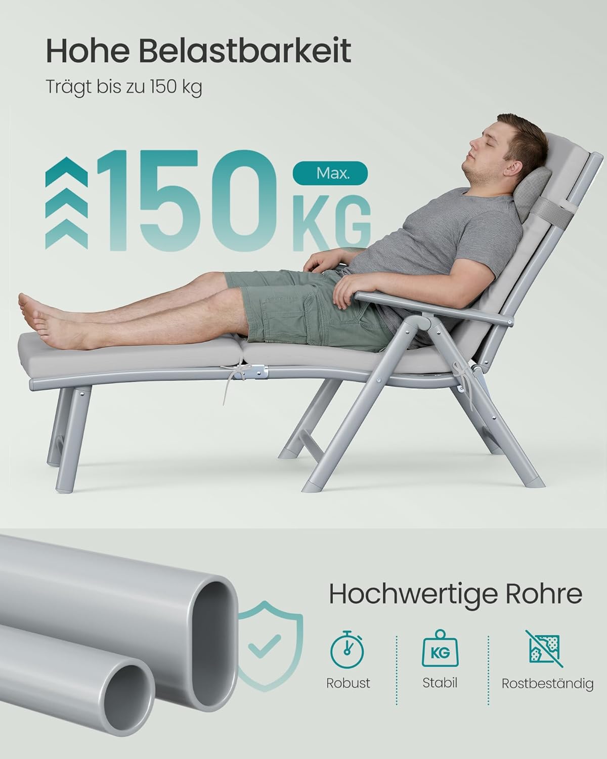 Thumbnail 6 de SONGMICS Sonnenliege klappbar 6 cm Polster