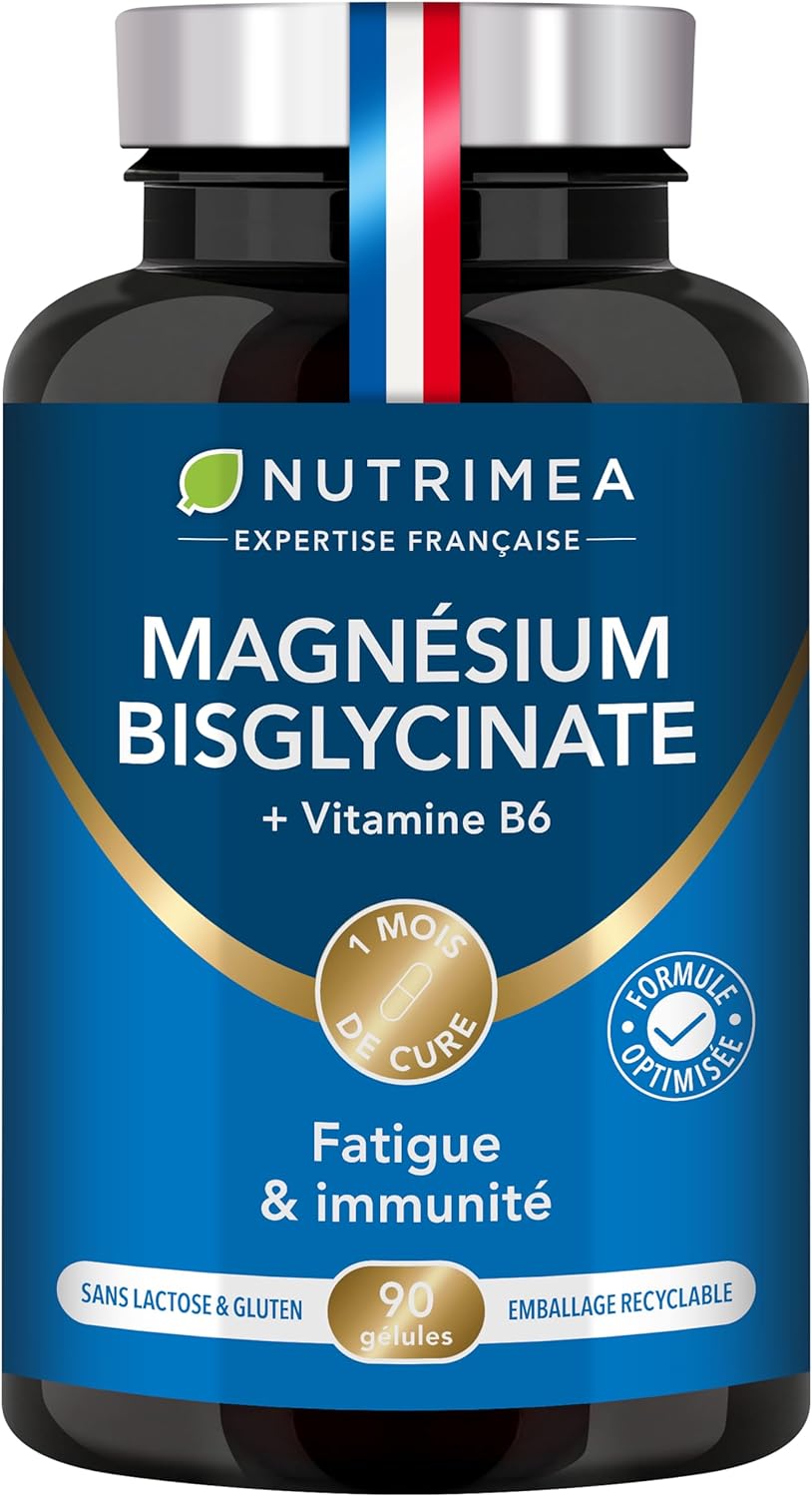 Detalle de Nutrimea Magnésium Bisglycinate + Vitamine B6 (90 gélules vegan) – Sommeil, stress et fatigue