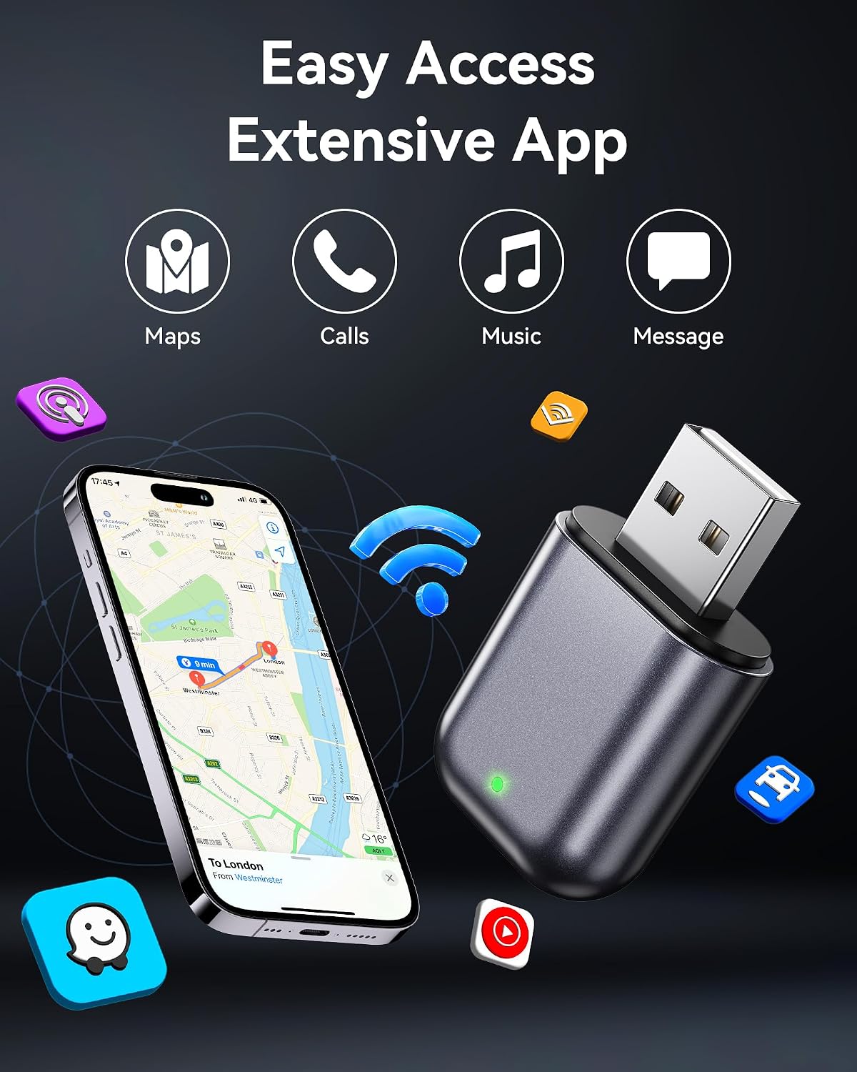 Detalle de Burnt Sugar Wireless CarPlay Adapter, Jet Gray
