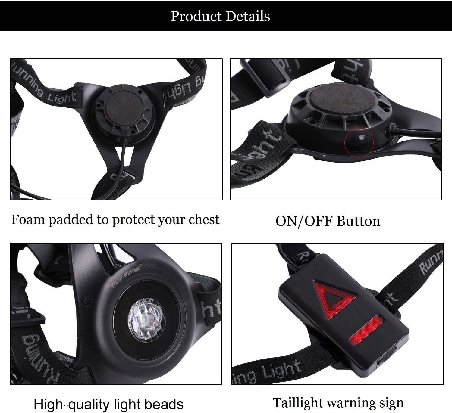 Thumbnail 4 de Running Light Lamp USB Rechargeable LED Body Torch