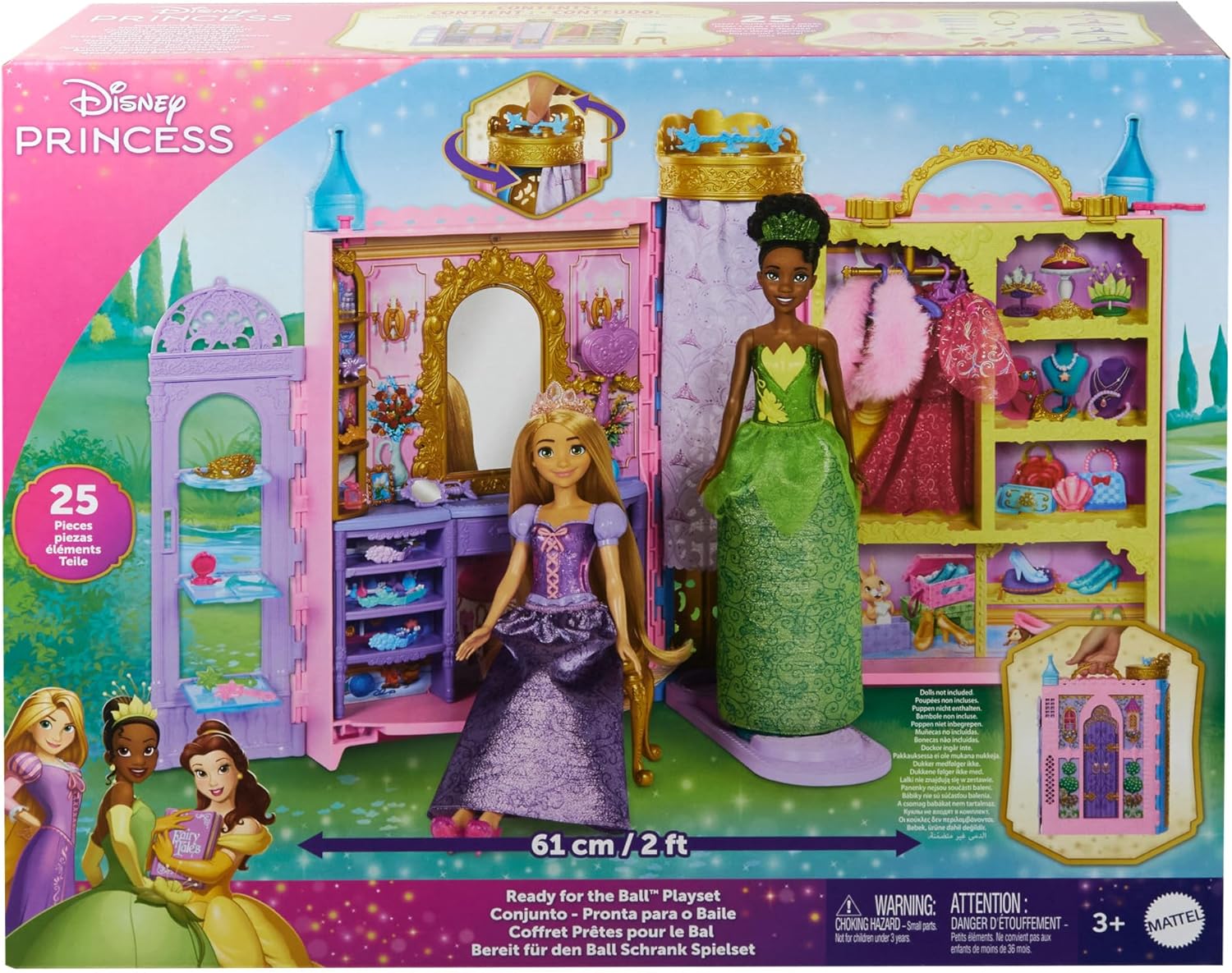 Thumbnail 5 de Mattel Disney Princess - Guardaroba da Favola: playset apribile con abiti, passerella e accessori