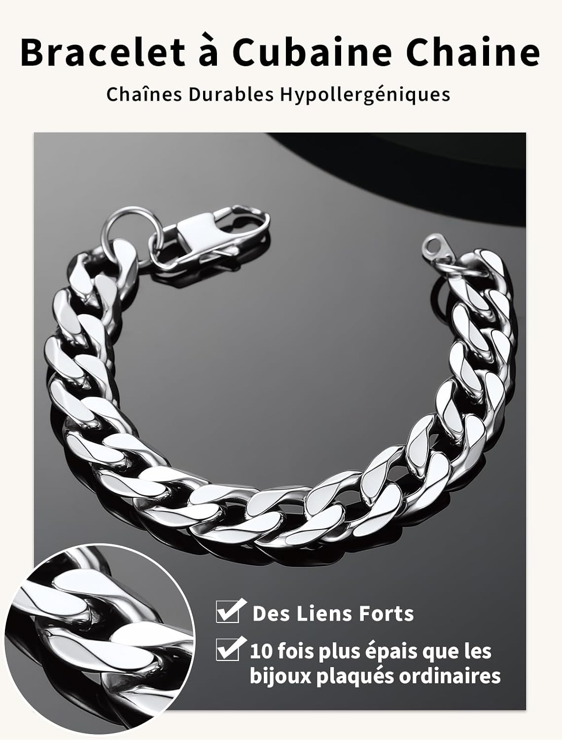 Detalle 2 de Bracelet ChainsHouse Gourmette acier