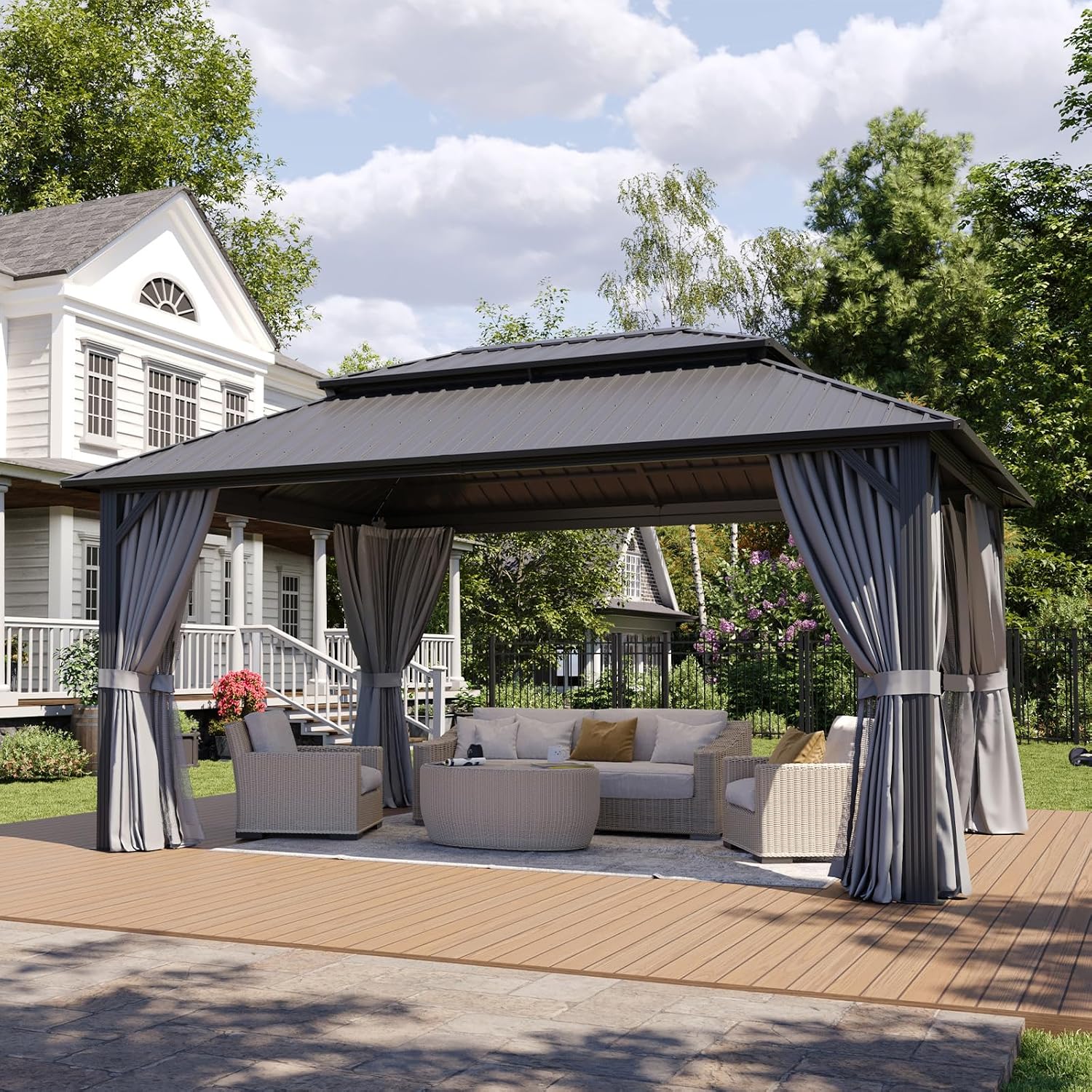 Detalle de Aoxun Hardtop Gazebo 16 x 12 ft