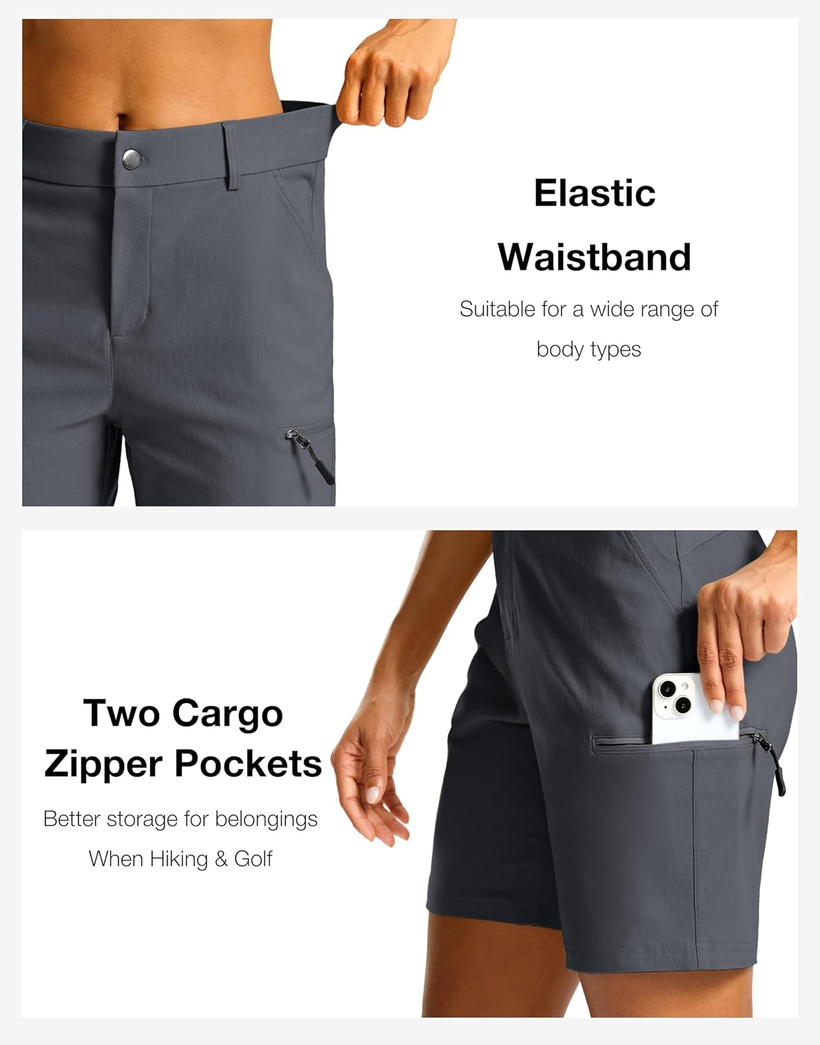 Detalle de G Gradual Women's Hiking Cargo Shorts, 7"/9", Quick-Dry 4-Way Stretch