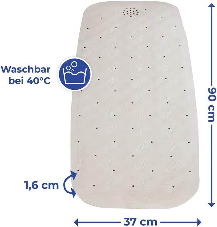 Detalle de Tapis de bain antidérapant Maximex Natur-Kautschuk beige 37 x 90 cm — sécurité et confort sur le bain