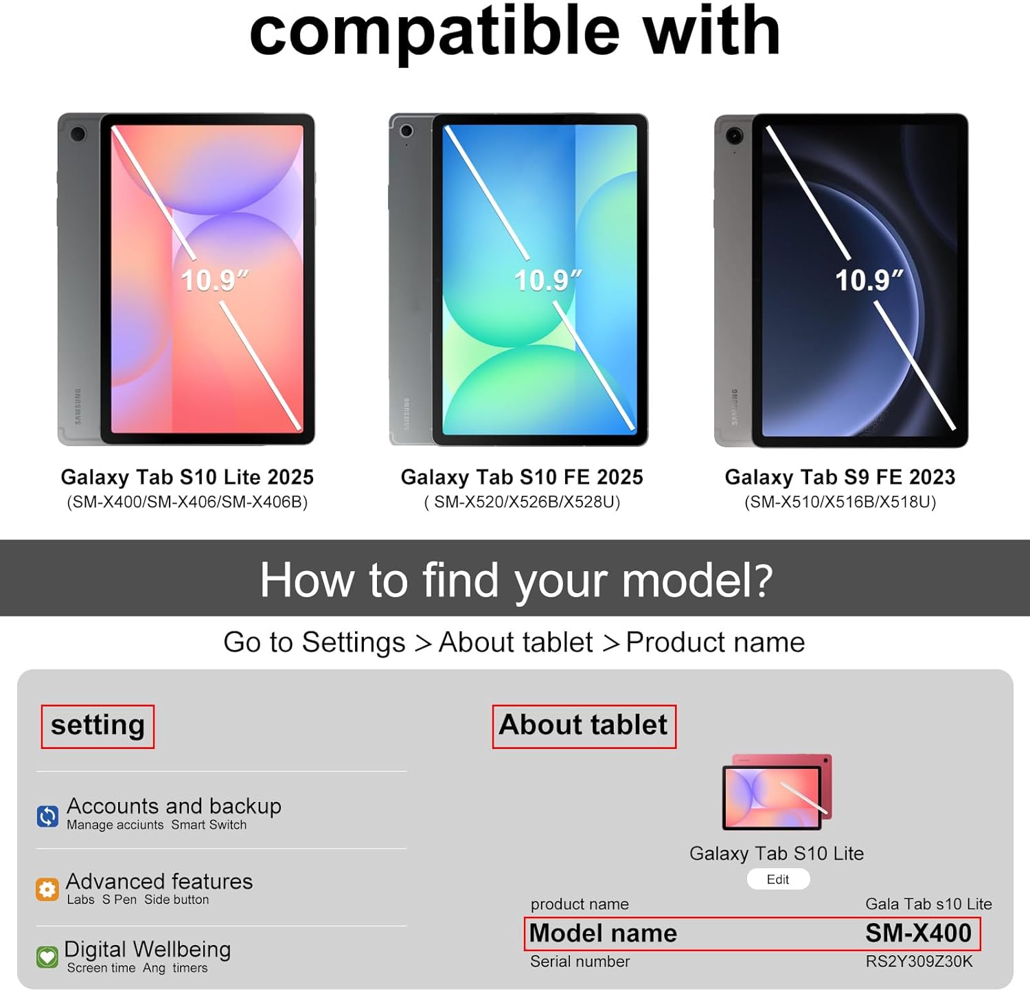 Detalle de ProCase Smart Case for Galaxy Tab S10 Lite/S10 FE/S9 FE 10.9-Inch – Silver