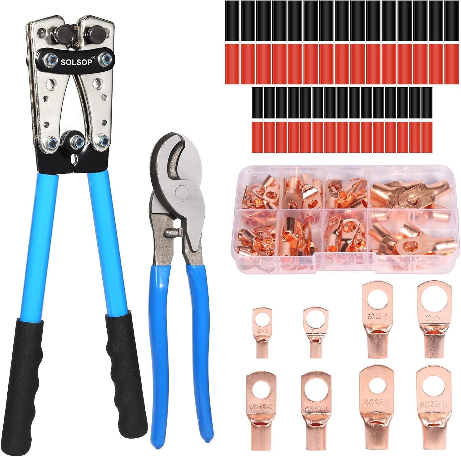 Detalle de Solsop SCT-00B Battery Cable Crimper Kit, AWG 10–1/0, 6 Dies & Cutter