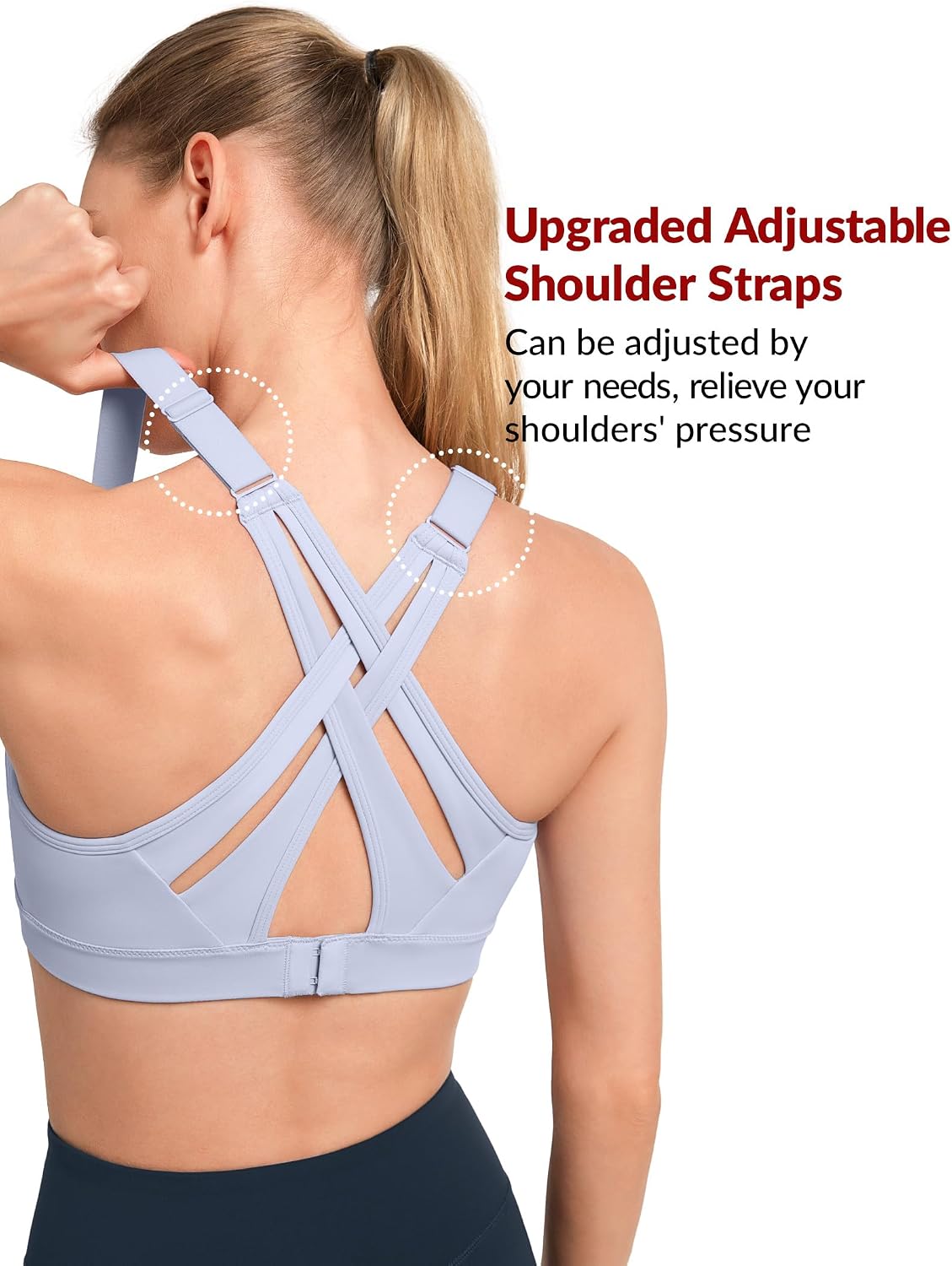 Detalle de Yvette Sports Bra High Impact Adjustable Criss Cross Back with Full Support for Large Bust