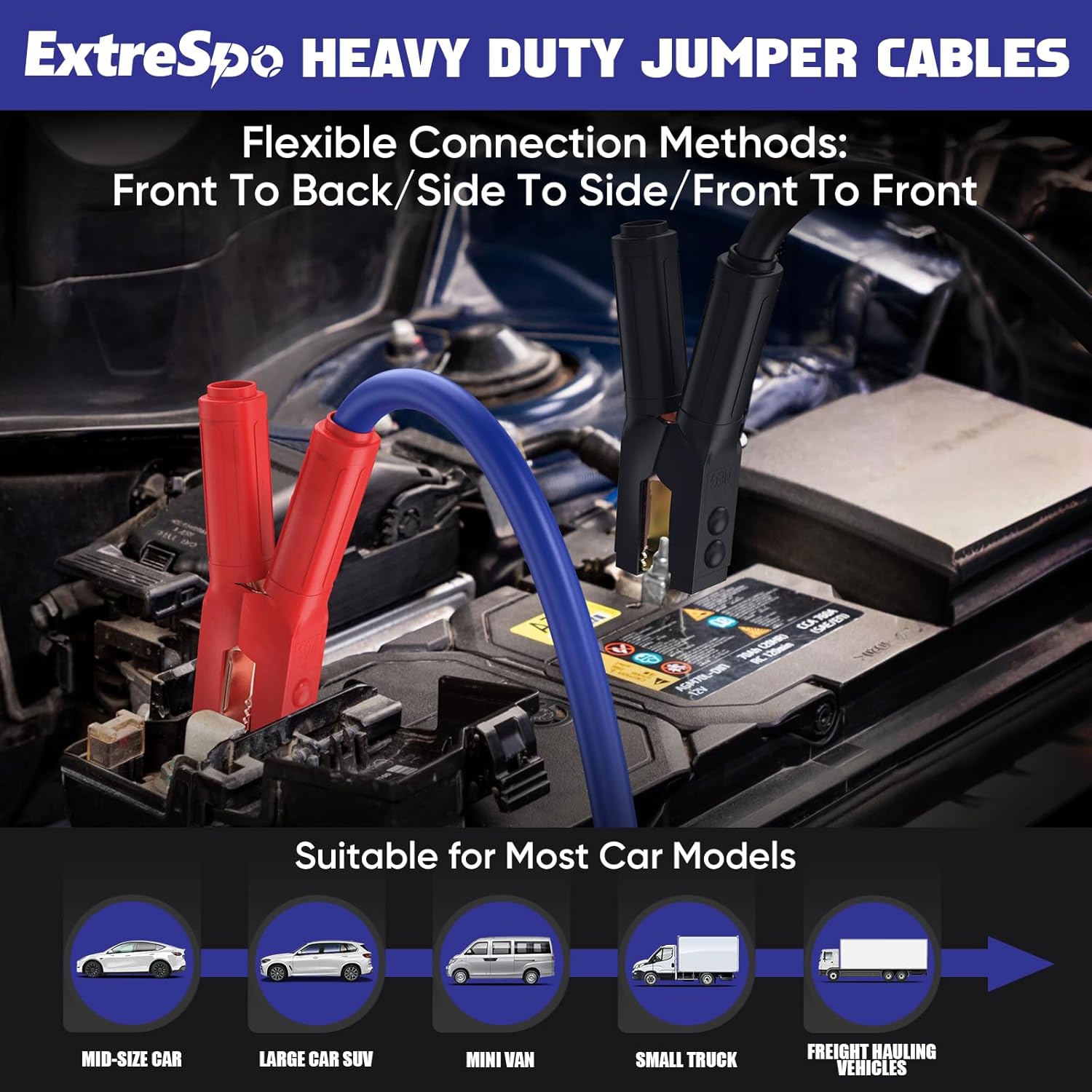 Thumbnail 5 de EXTRESPO 2/0 Gauge 30 FT Jumper Cables 1500A