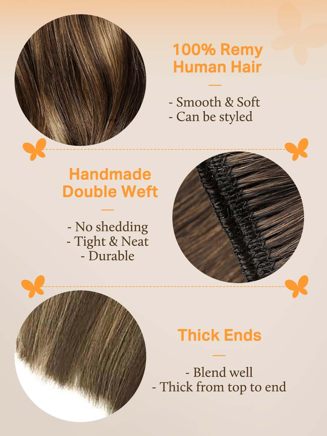 Thumbnail 2 de DOORES Sew-In Hair Extensions, 24 Inch, 120g — Balayage Chocolate Brown to Caramel Blonde