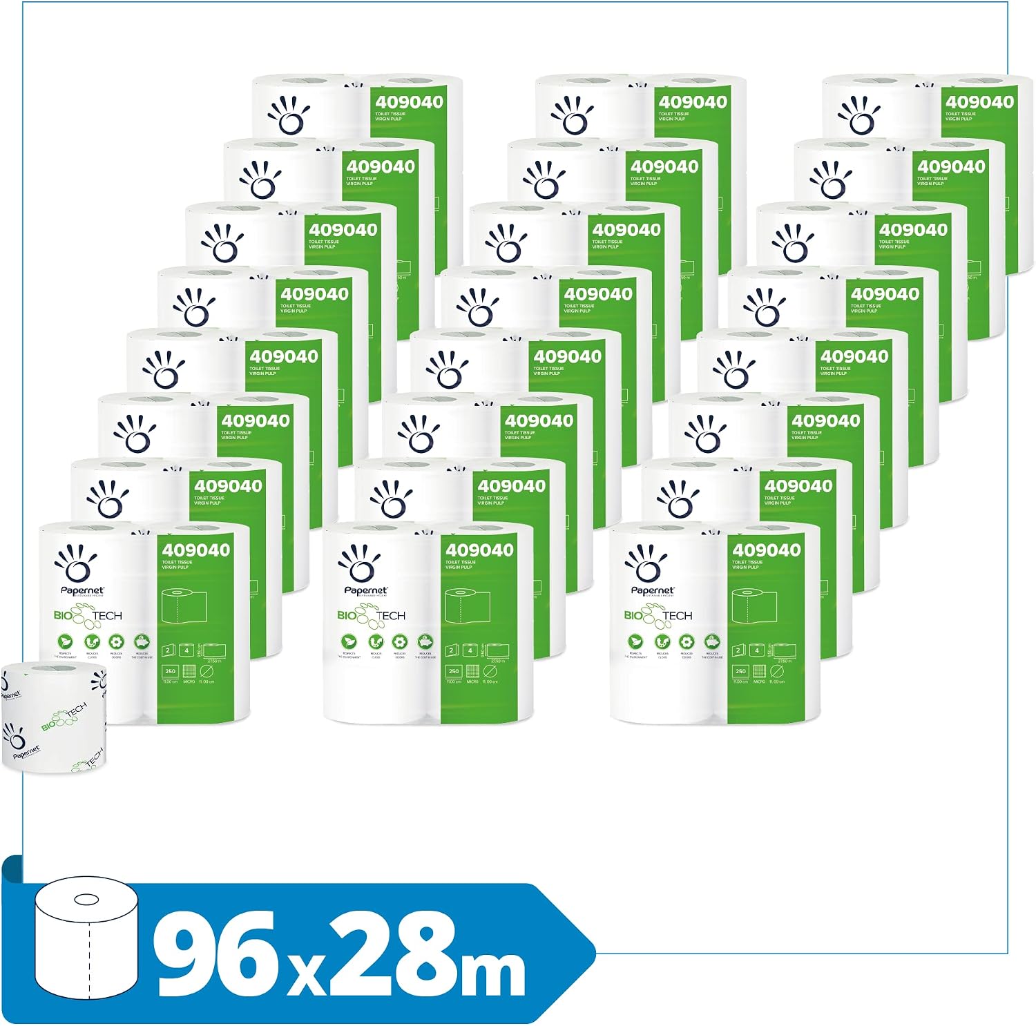 Detalle 2 de Papernet Bio Tech SOF99040 toalettpapper, 2-lagers ren cellulosa, 27,5 m