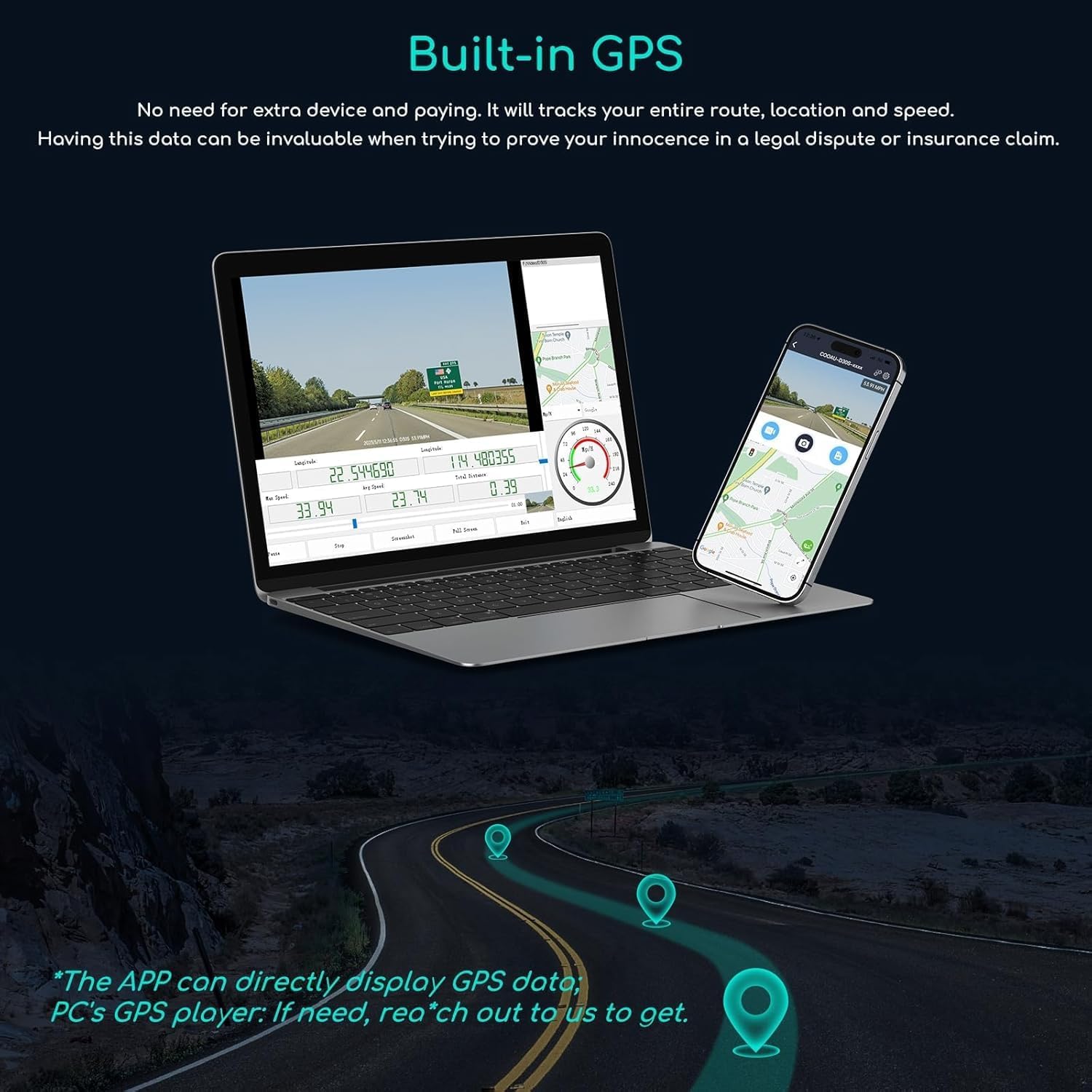 Thumbnail 5 de COOAU D30S 4K Dash Cam with GPS