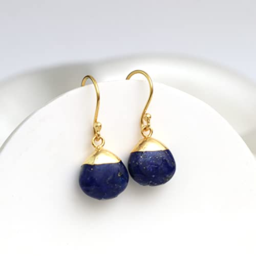 Detalle 2 de Gempires Lapis Lazuli Teardrop Dangle Earrings for Women