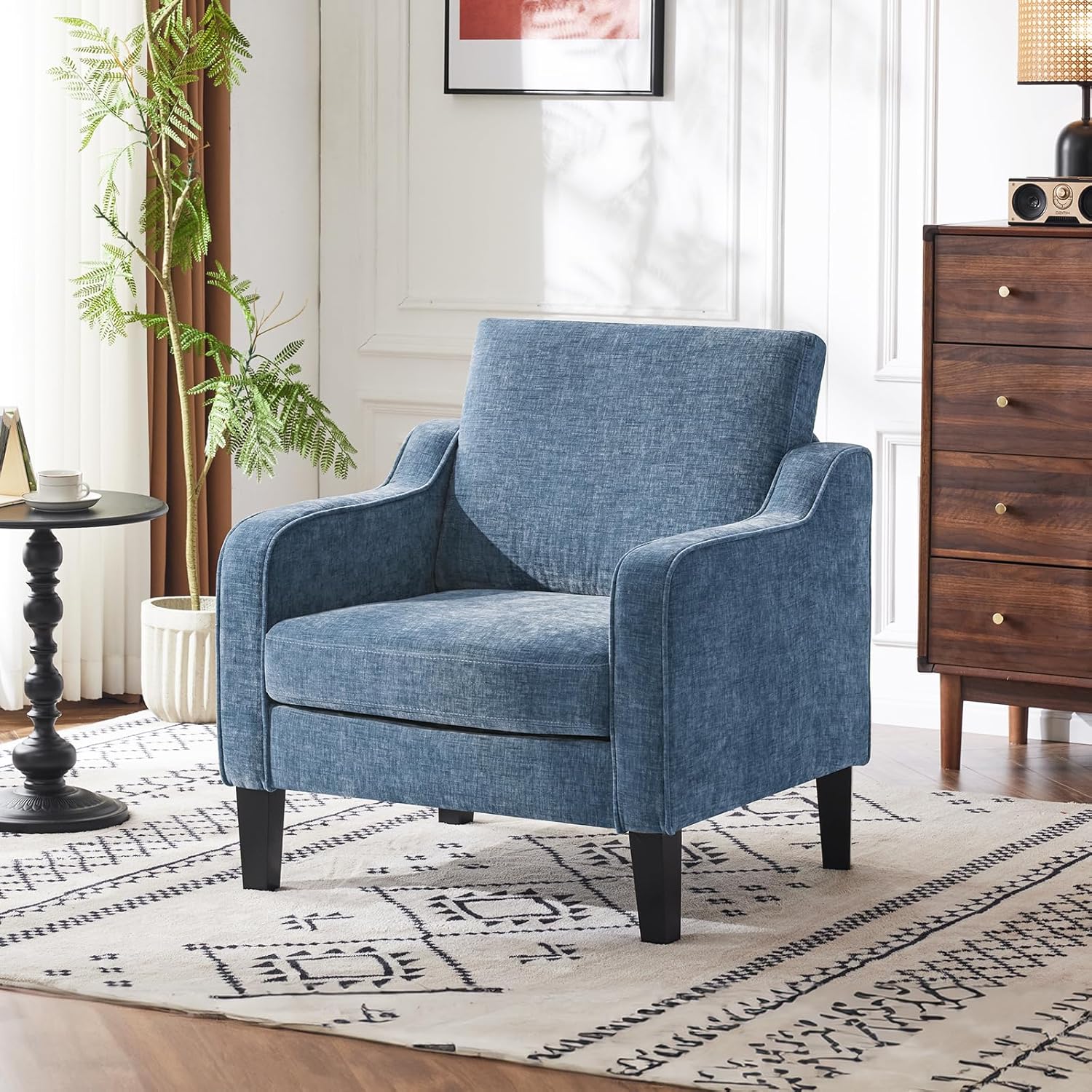 Thumbnail 1 de VINGLI Mid Century Modern Navy Chenille Accent Chair