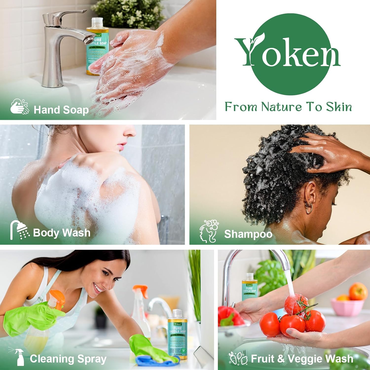 Detalle de Yoken Pure Castile Liquid Soap, 8 oz Unscented with Organic Oils