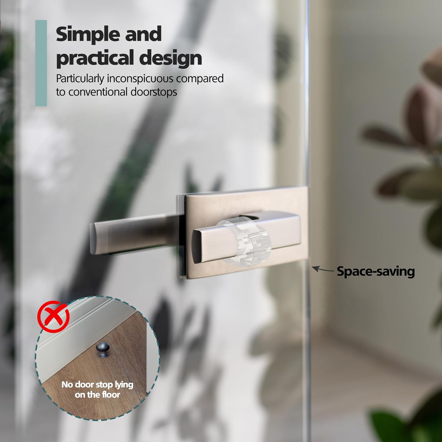 Detalle 1 de virea deurklinkstoppers, 6 stuks in transparant PVC met opening van 18 mm
