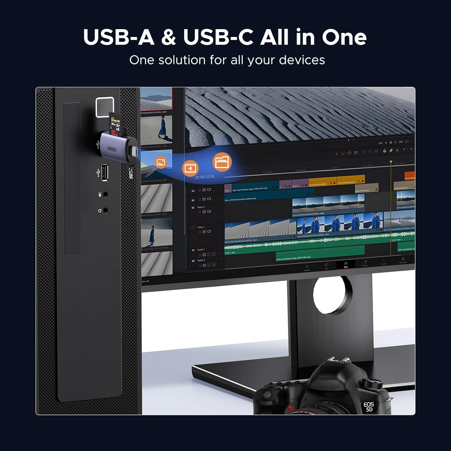 Thumbnail 3 de UGREEN SD Card Reader USB-C 2-in-1 for iPhone/iPad