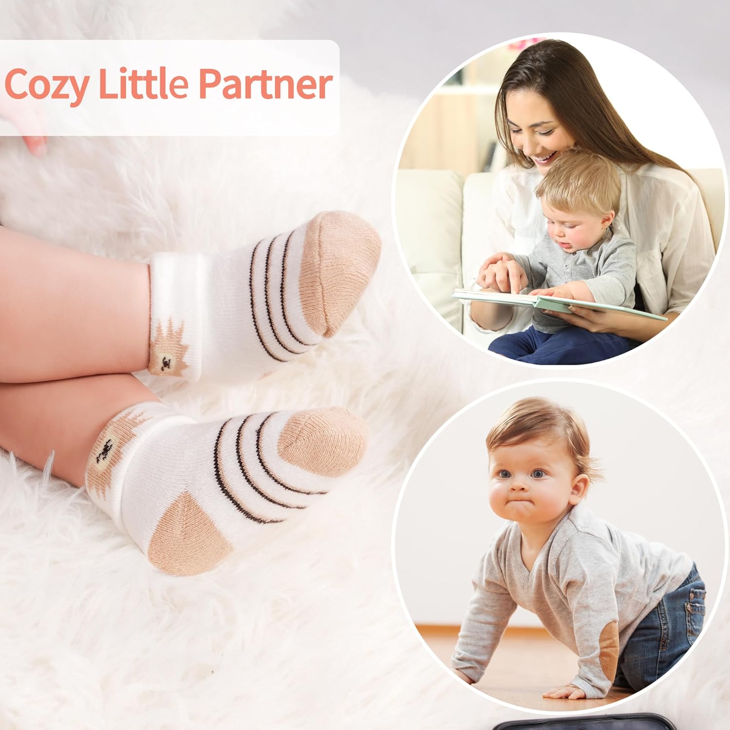 Thumbnail 5 de TRAMLE 10-Pair Baby Socks | Cotton Terry Thermal Socks for 0–3 Years