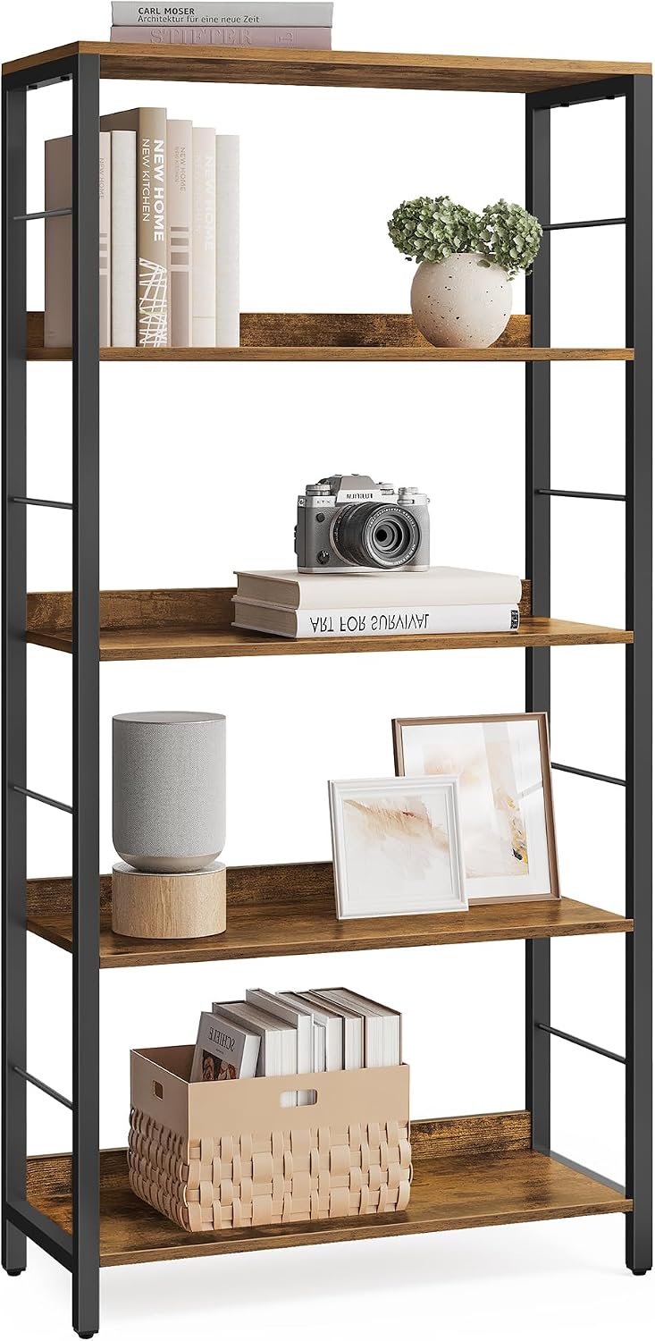 Detalle de VASAGLE BARNET LLS117B01 5-Tier Bookcase with Back Panels, 60 x 30 x 144 cm