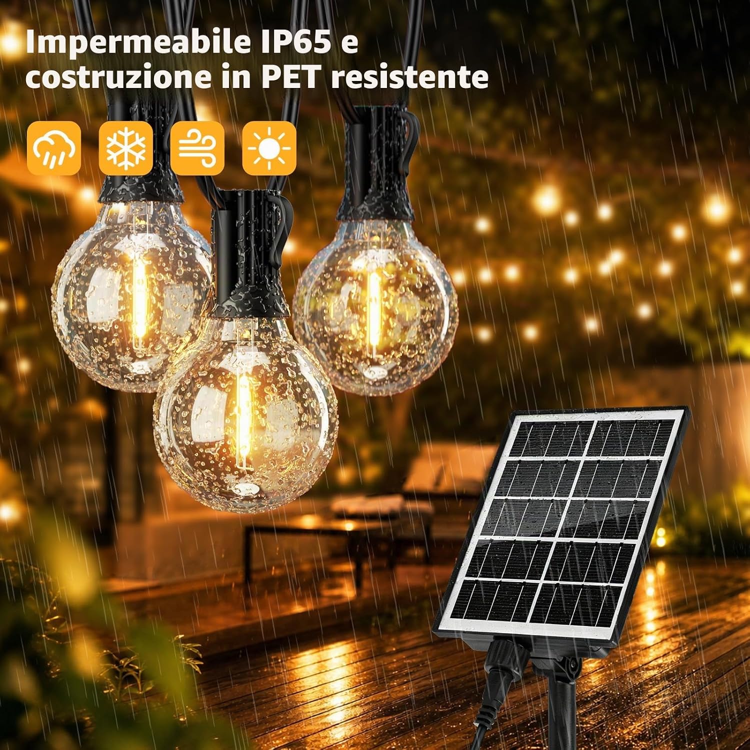 Thumbnail 3 de Hoteril Luci Solari Da Esterno 15 m con 19 lampadine G40: catena solare robusta per giardino e terrazzo