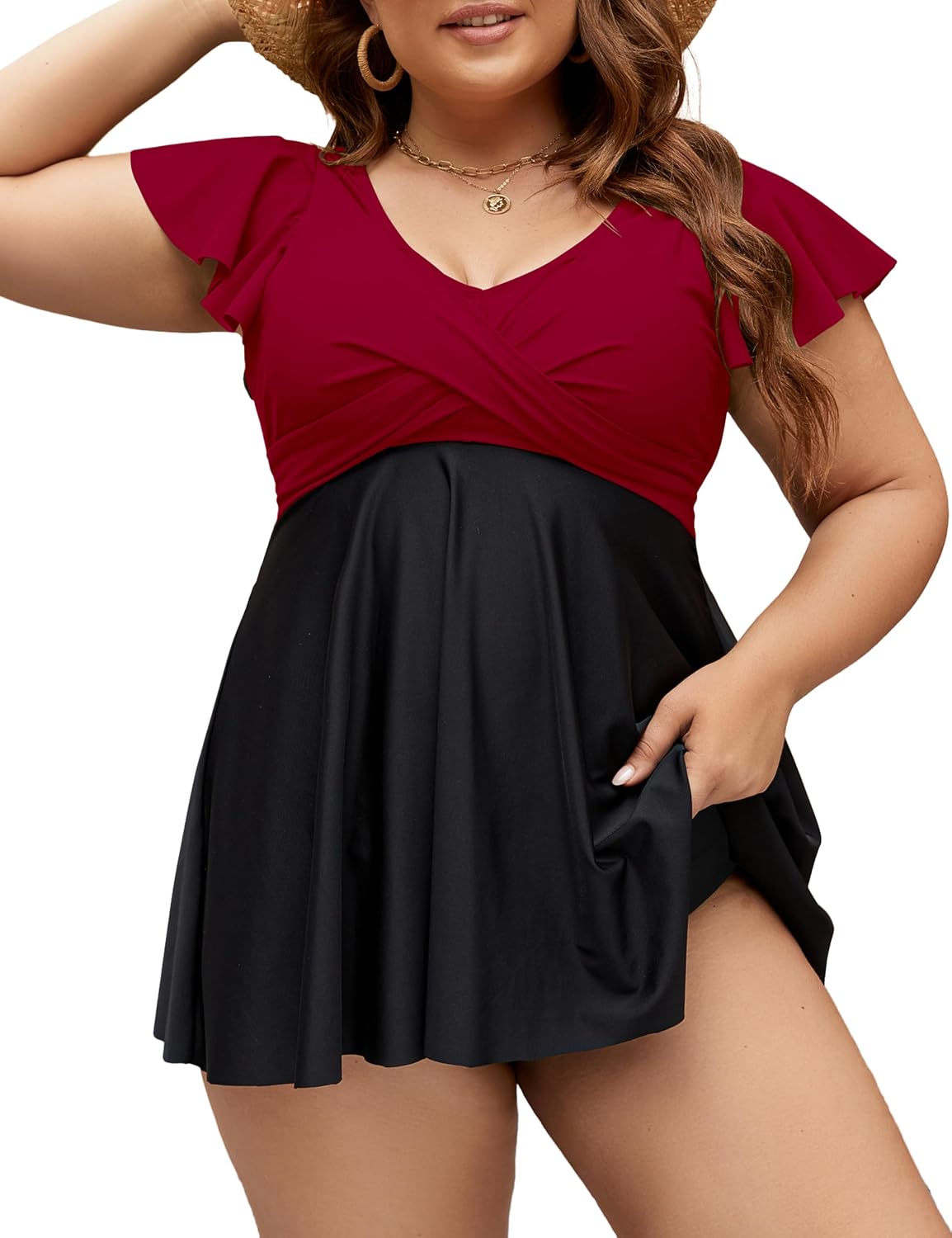 Thumbnail 6 de Edelqual Women's Plus Size Tankini Swimsuits Swim Dress with Tummy Control