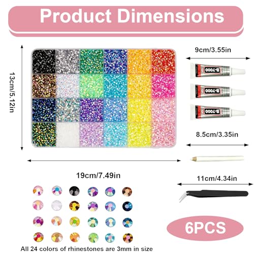 Thumbnail 1 de Liravonte Bedazzling Kit: 24 Colours, 30,000 Rhinestones + Glue & Tools