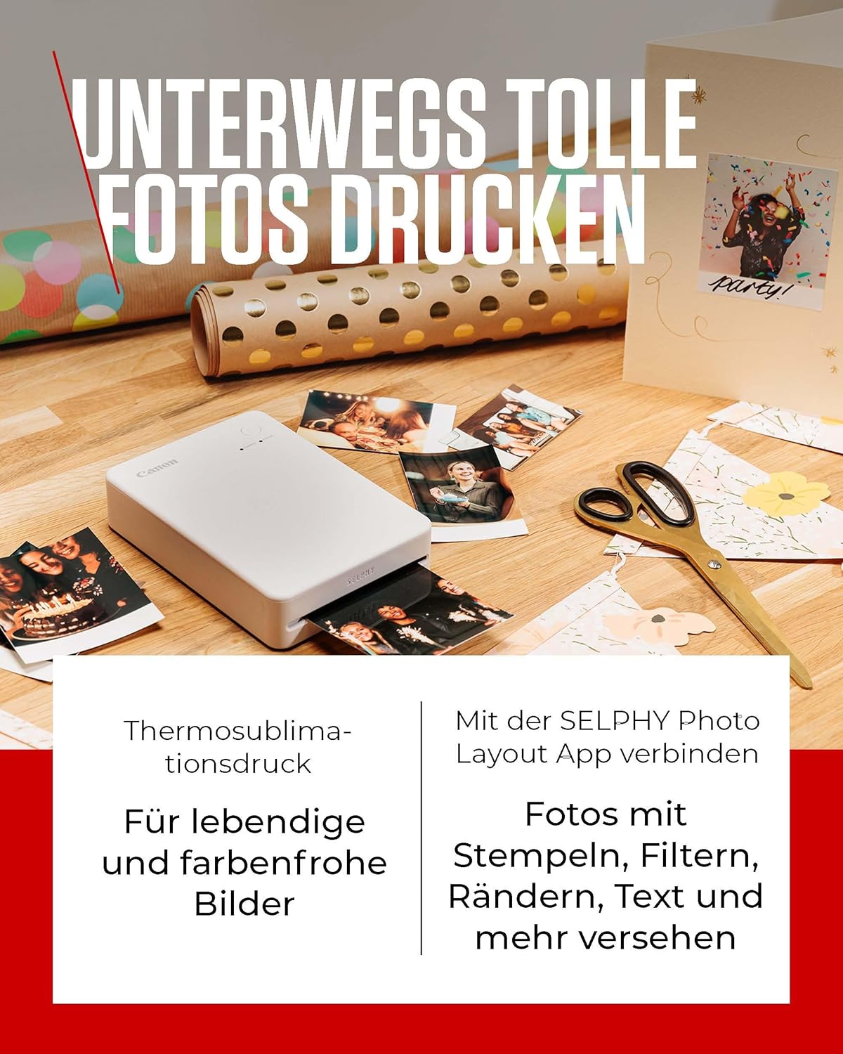 Thumbnail 2 de Canon SELPHY QX20 mobiler Fotodrucker – WLAN-Direktdruck vom Smartphone (Dunkelgrau, ohne Farband/Papier)