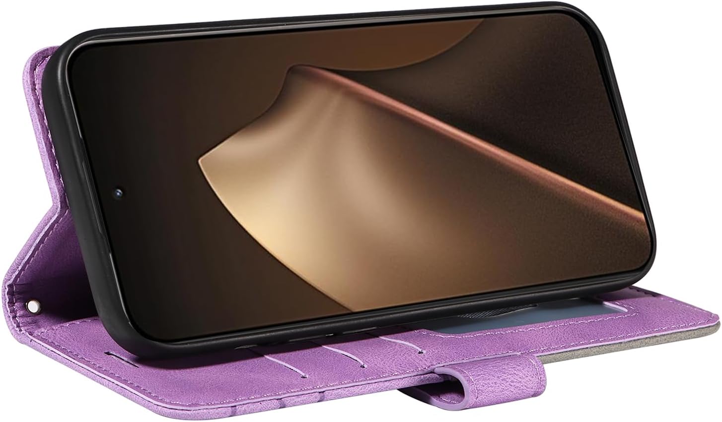 Detalle 2 de CXTcase Flip-Hülle für Xiaomi 15T Pro 2025 – PU Leder, Ständer, Kartenfächer, Lila