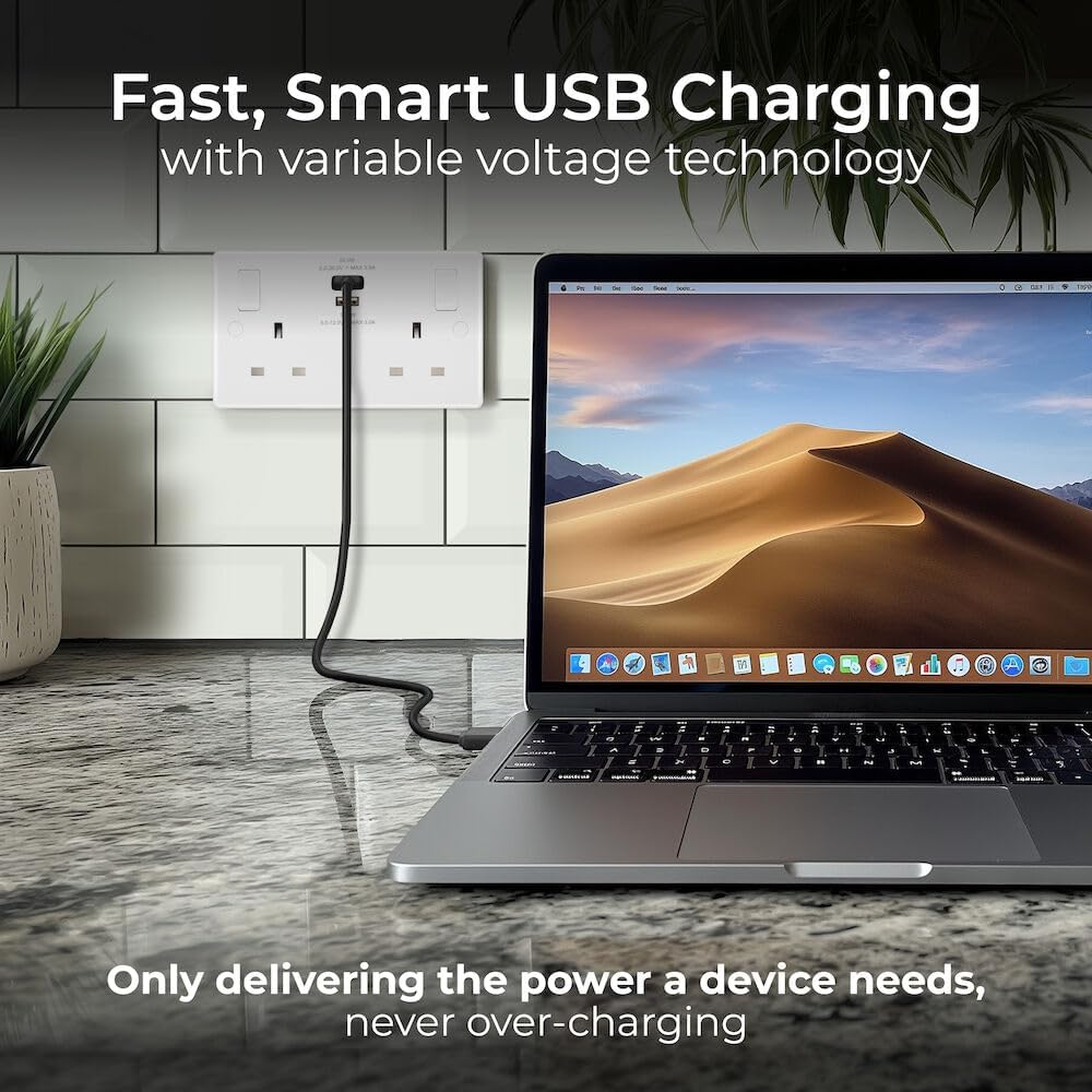 Thumbnail 1 de BG Electrical 45W Double Switched USB Wall Socket (822UAC45) – Nexus 800 Series