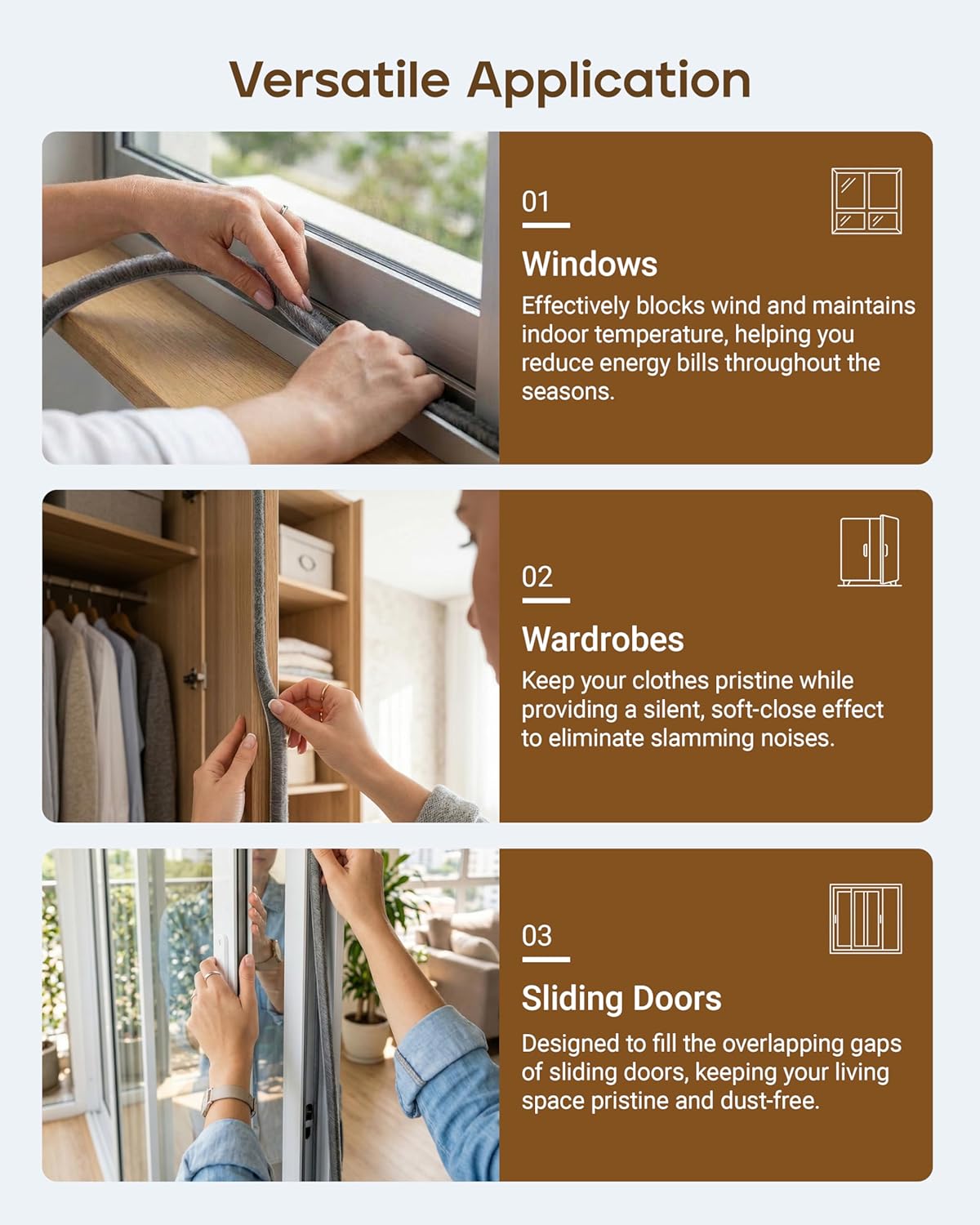 Detalle de HNNHOME Draft Excluder for Doors: Self-Adhesive 5M Brush Seal Strip