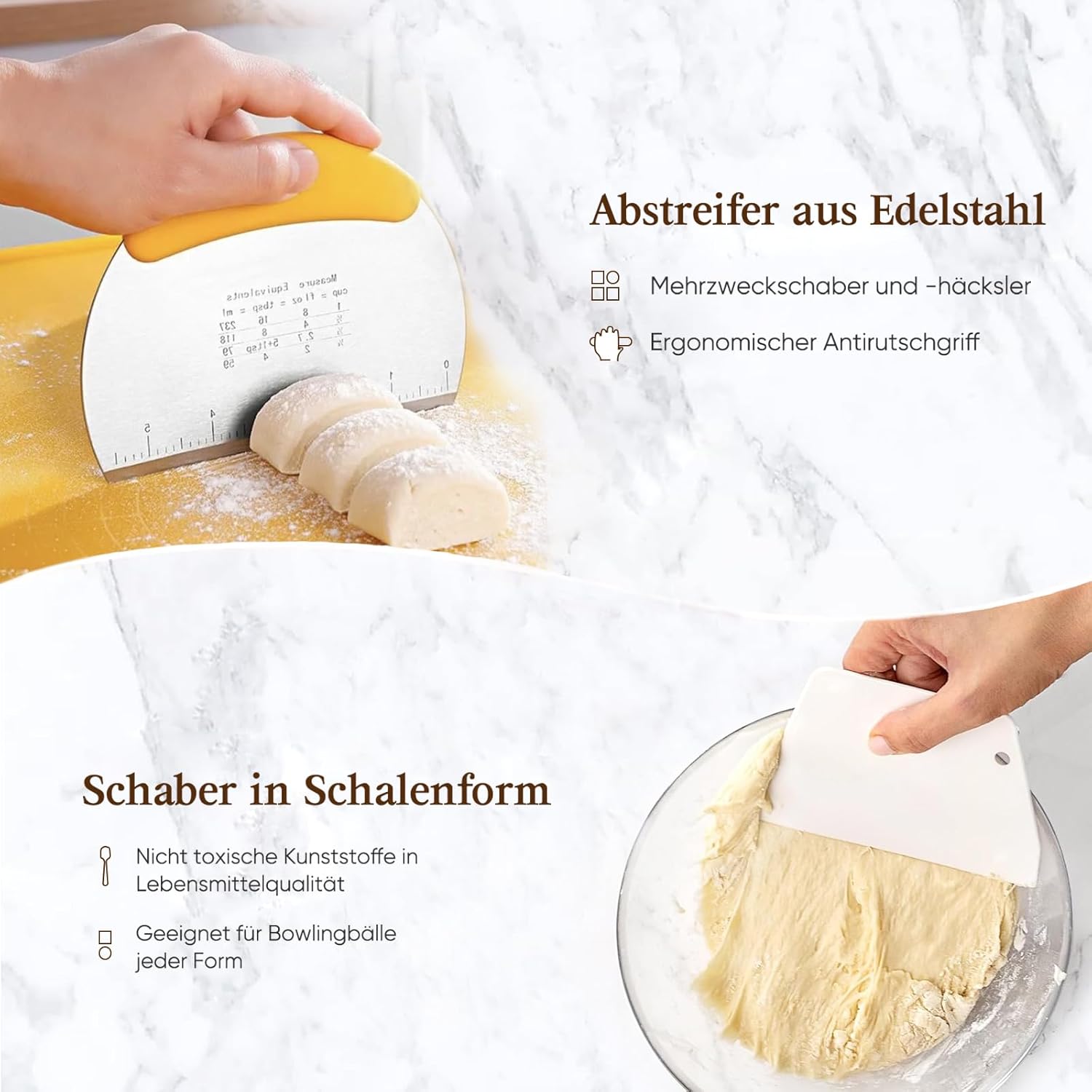 Thumbnail 4 de Kixiyou 10-teiliges Gärkorb Brot-Set (23 cm) – rundes Gärschwungrad-Set mit Backzubehör