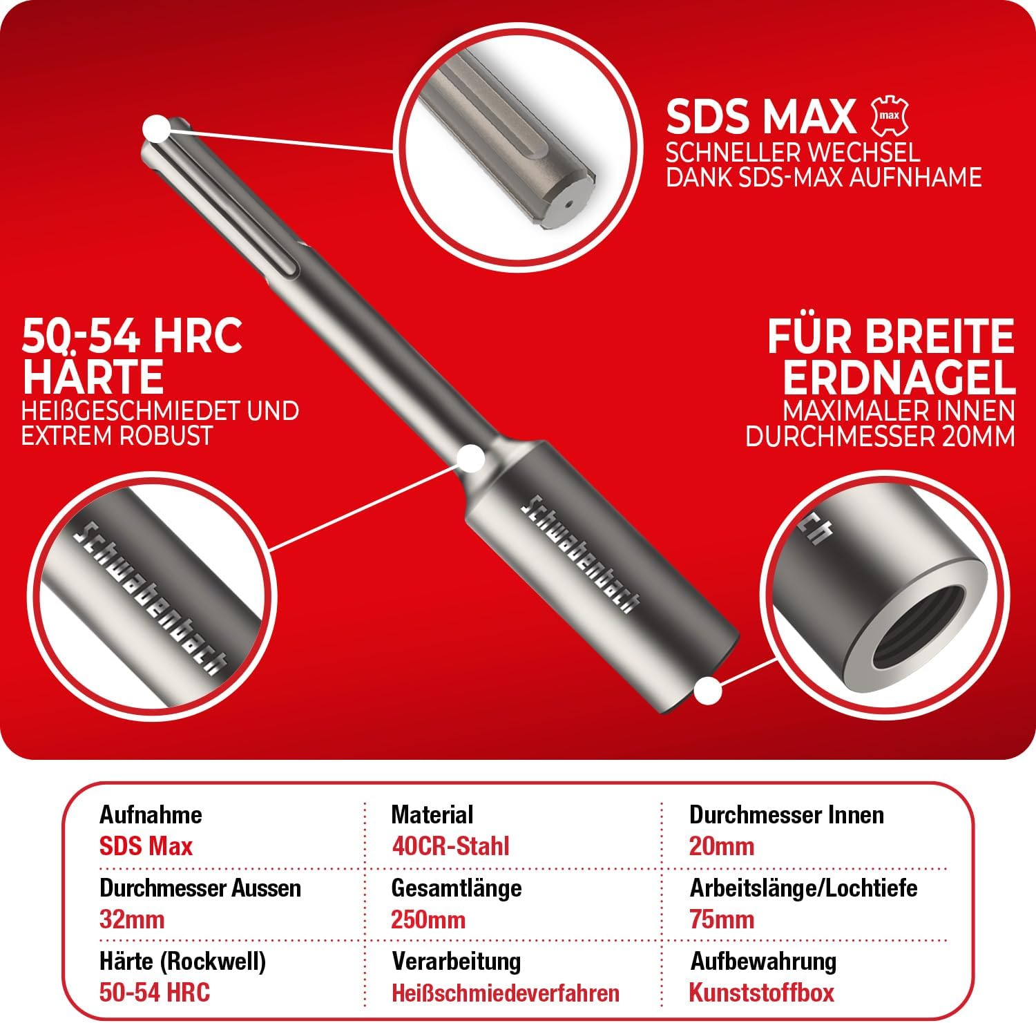 Detalle de SCHWABENBACH SDS Max 250 mm inseritore