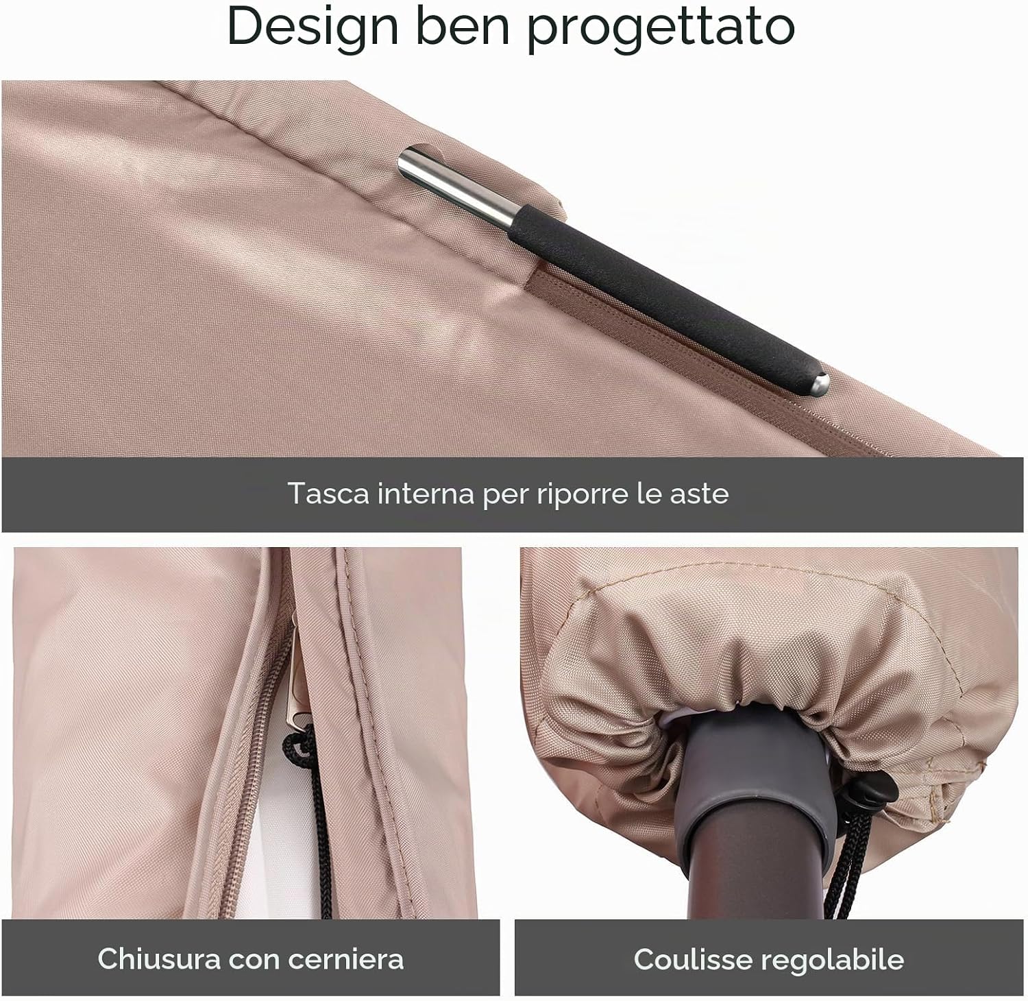 Detalle 2 de Sekey custodia impermeabile per ombrellone a lampione 265×48/70 cm in poliestere