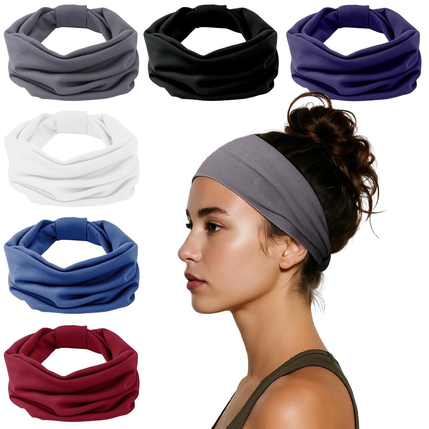Thumbnail 6 de HSEM Wide Elastic Knotted Headbands (6-Pack, Black) for Women