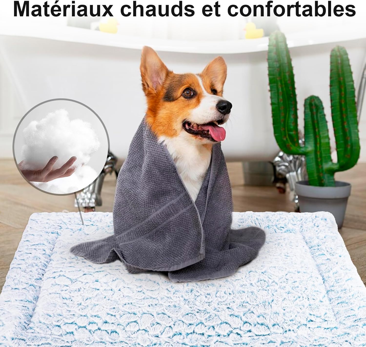 Thumbnail 2 de Aspand Coussin pour chien en peluche pour chien de grande et moyenne taille, bleu, 109 x 73 cm