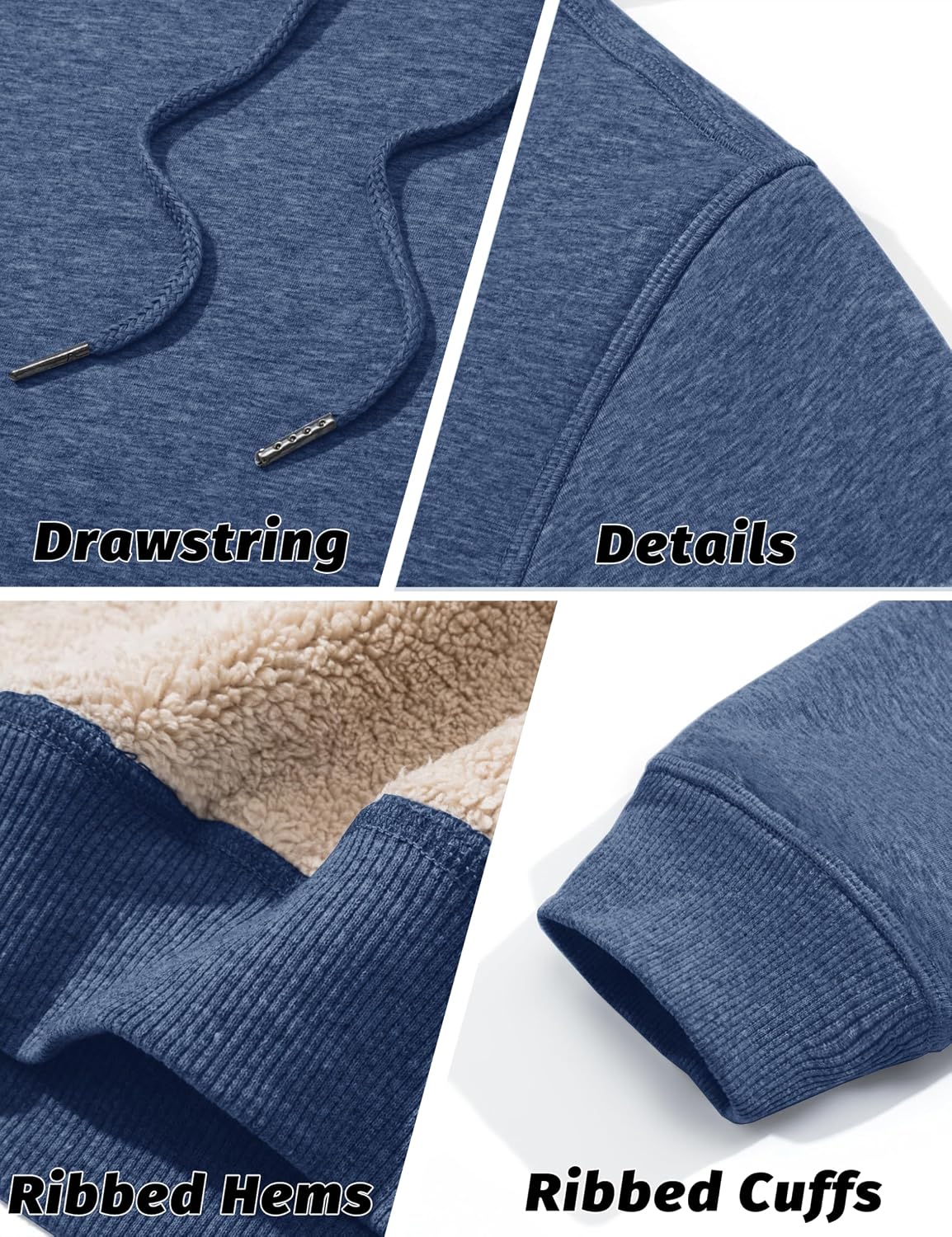Thumbnail 5 de KEFITEVD Hoodie Herren Dicke Sherpa Fleece Winter