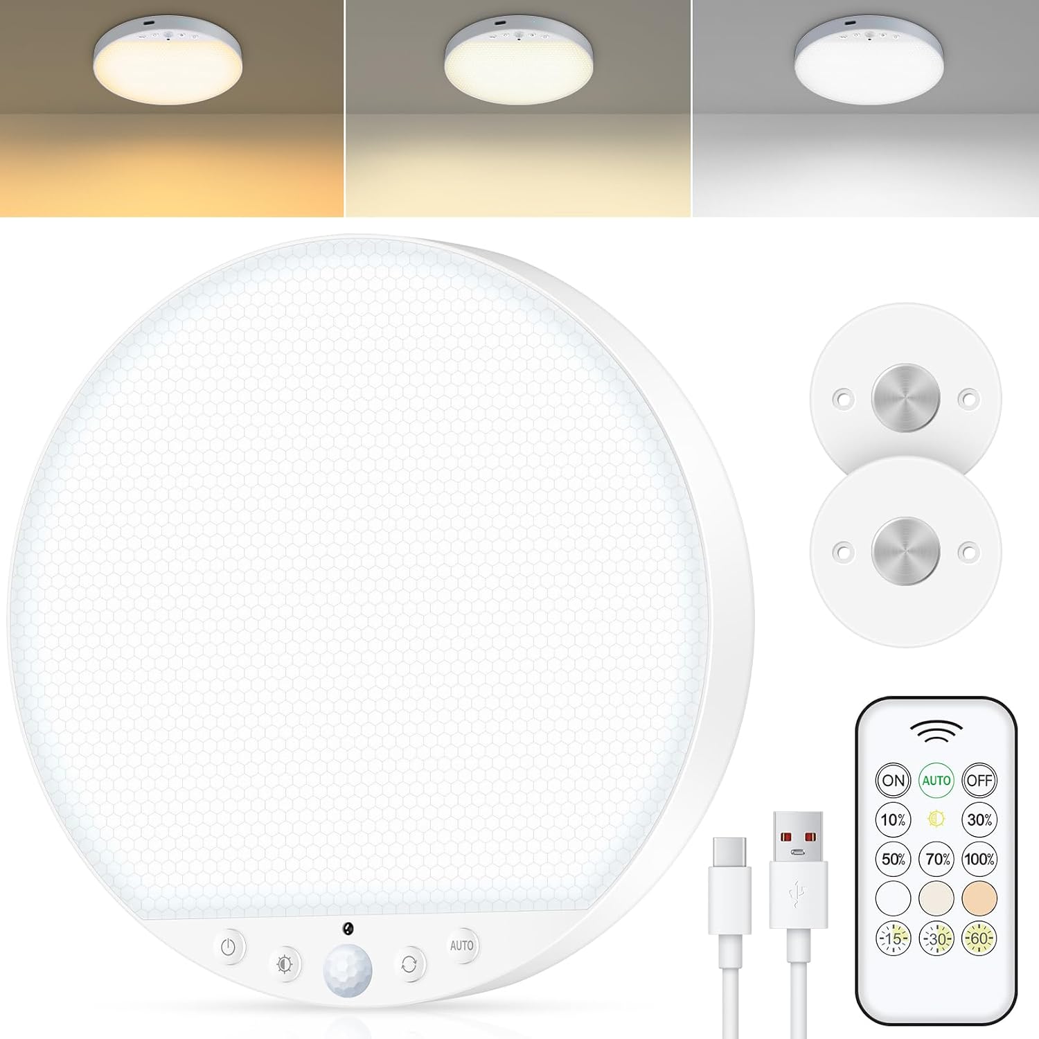 Detalle de Akku Deckenlampe mit Bewegungsmelder 4000 mAh