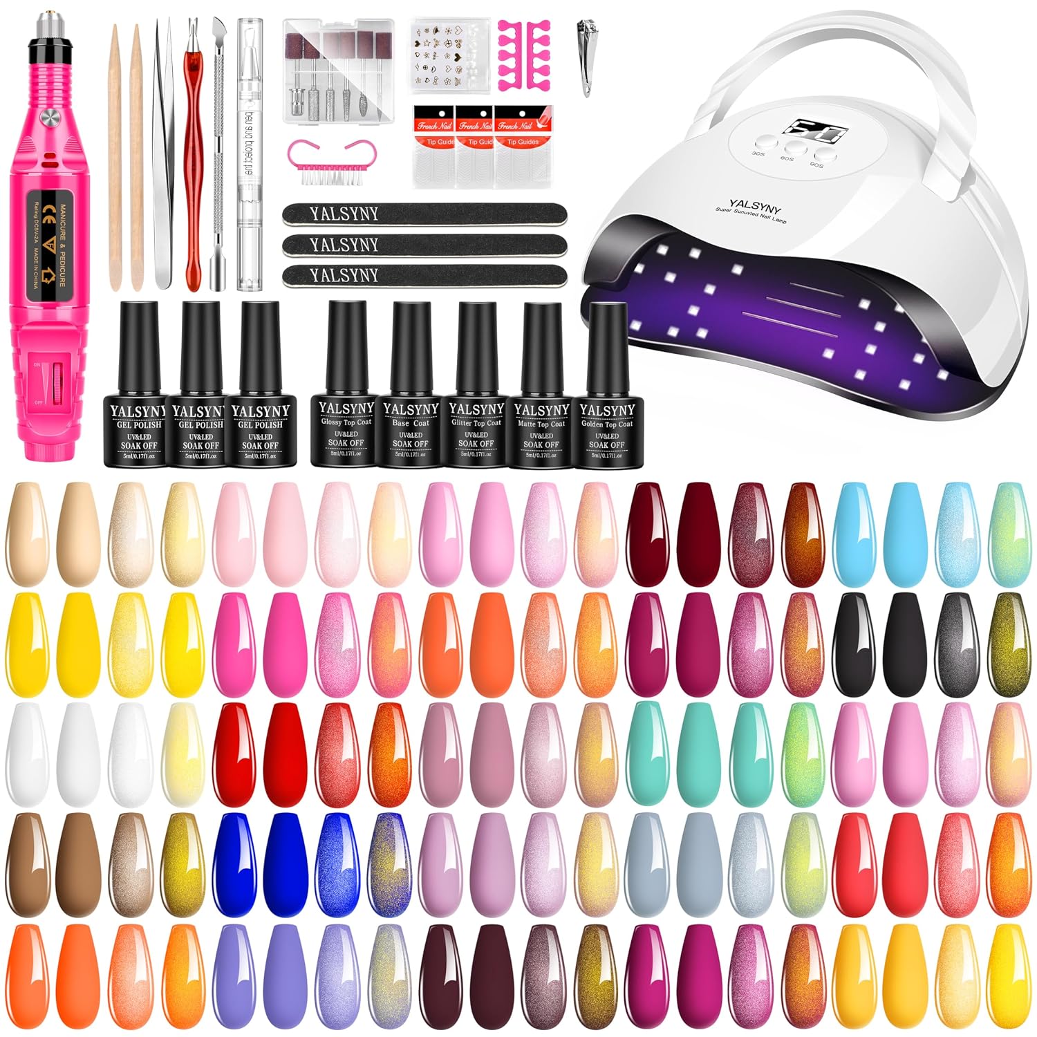 Detalle de YALSYNY 25-Color Gel Nail Polish Kit with 180W UV LED Lamp and Drill
