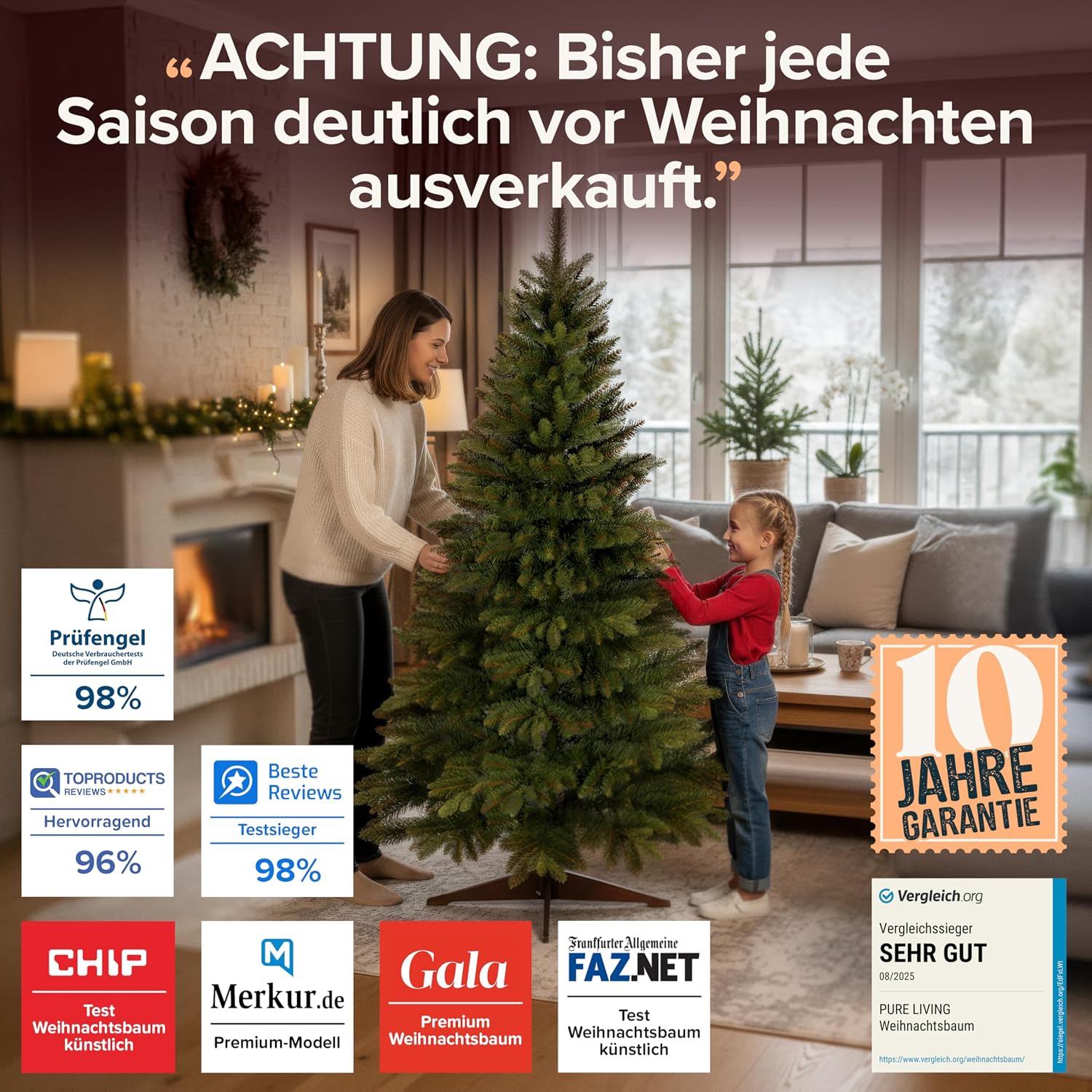 Detalle 2 de Pure Living Weihnachtsbaum 180 cm künstlicher Baum 🎄