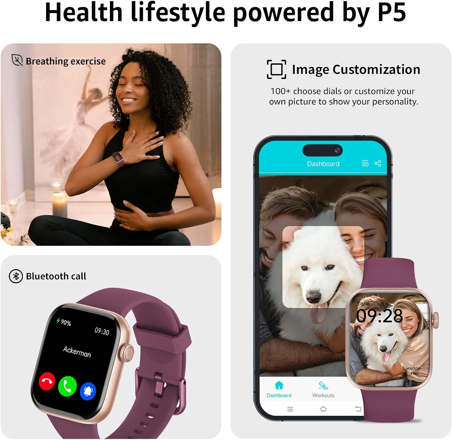 Detalle de Smart Watch for Men & Women with Bluetooth Calling, 1.85" Display and 140+ Sports