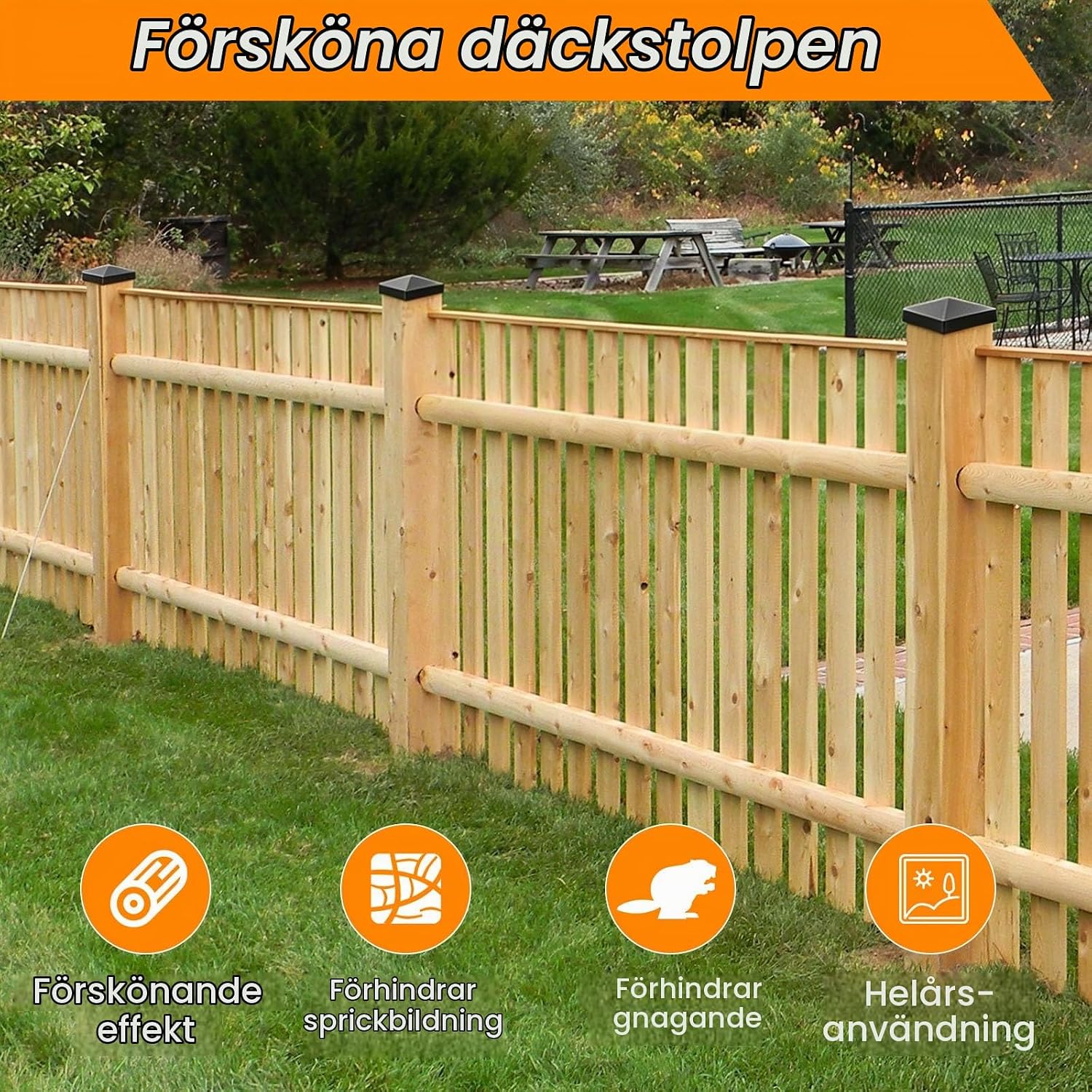Detalle 1 de WUCHAITOO WCT-4 stolplock i svart pulverlackerat stål, 10 × 10 cm, 6-pack