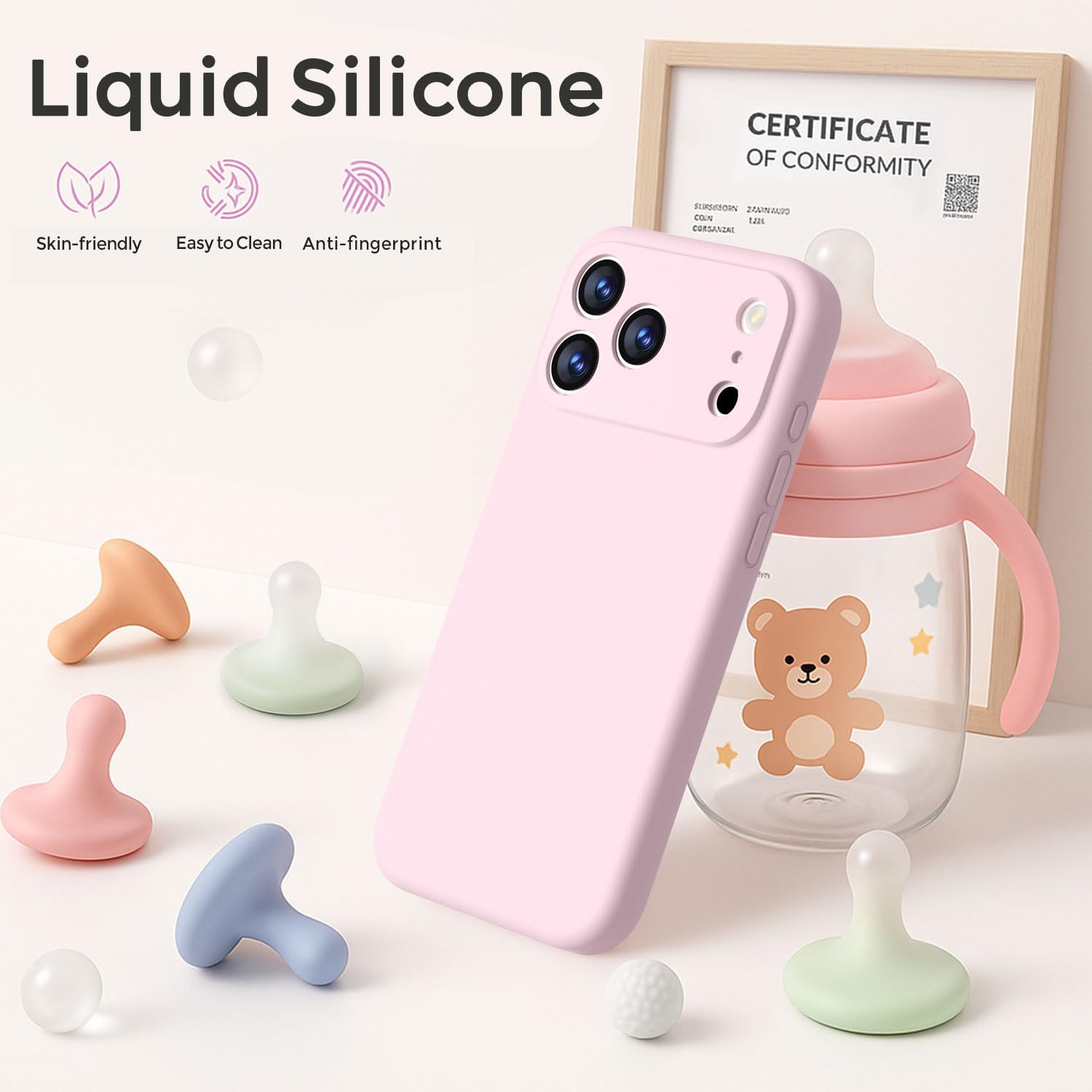 Thumbnail 3 de Ktele Magnetic iPhone 17 Pro Case (6.3 inch) with MagSafe — Chalk Pink, Slim Shockproof Silicone