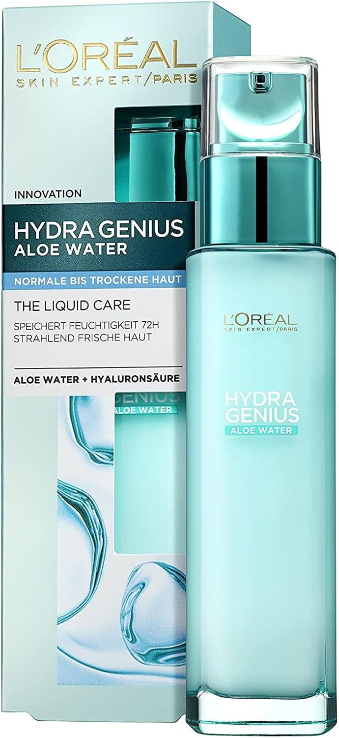 Detalle de L'Oréal Paris Hydra Genius Aloe Water Feuchtigkeitsfluid – 70 ml für normale bis trockene Haut