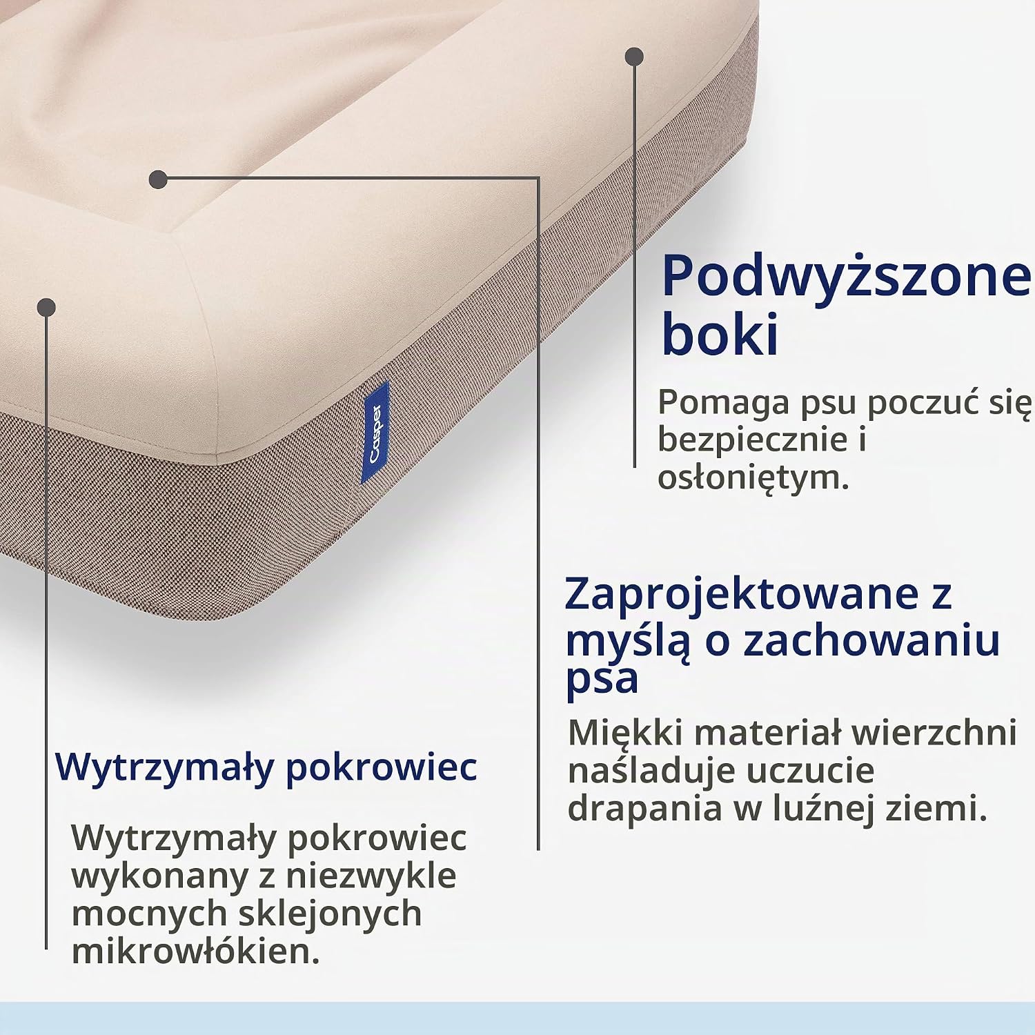 Detalle 2 de Casper Pt0000046 małe legowisko dla psa z pianką memory i zdejmowanym pokrowcem