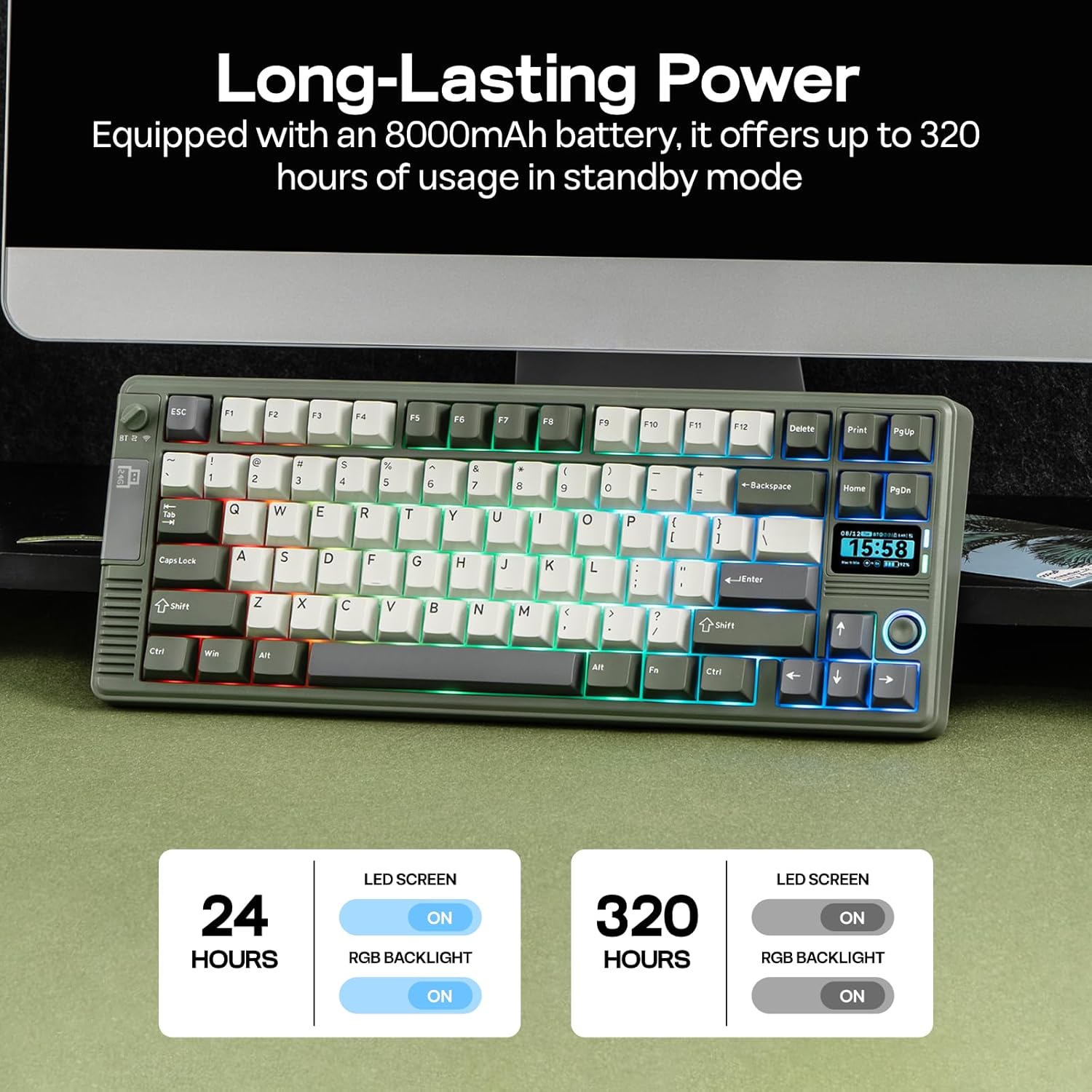 Thumbnail 3 de EPOMAKER RT85 wireless mechanical keyboard (75% Gaming) with joystick, DIY TFT screen & hot-swap – US QWERTY – creamy switches