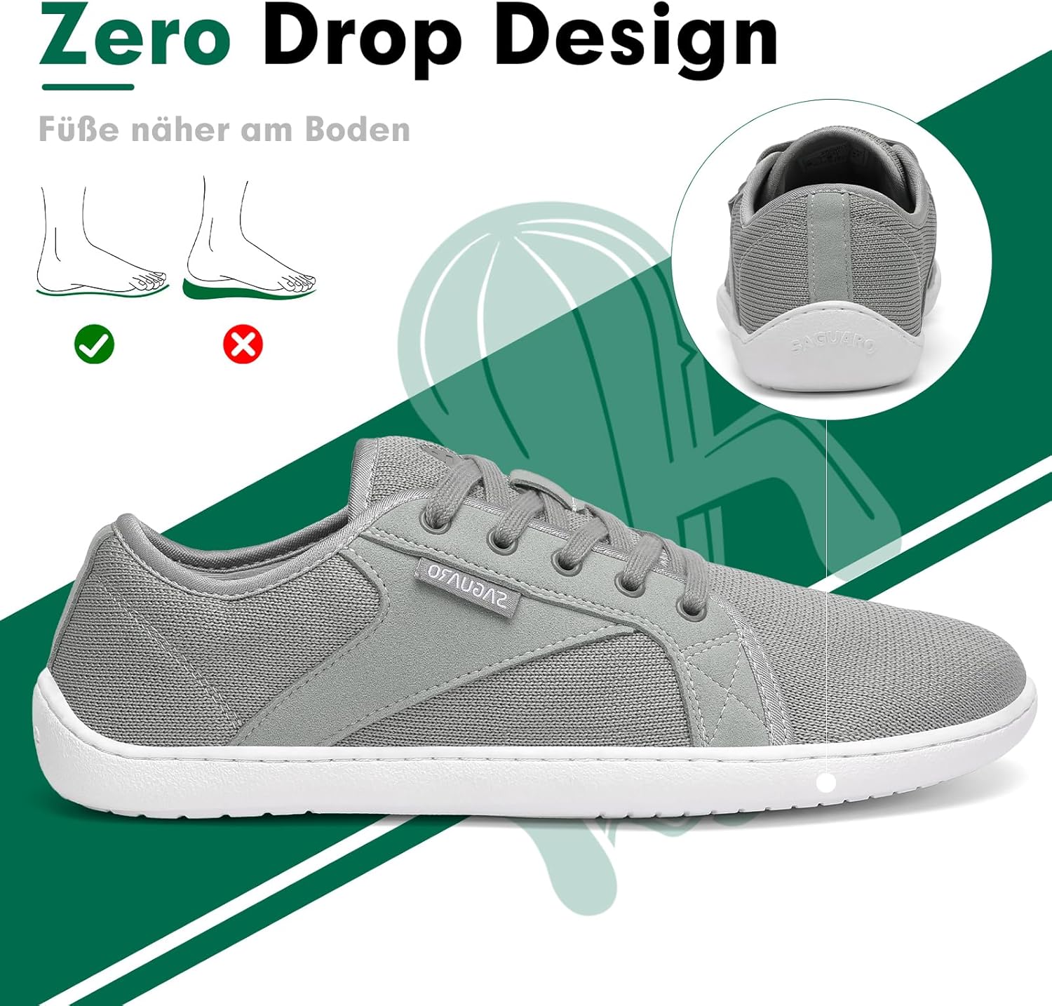 Thumbnail 3 de SAGUARO Unisex Knit Barfußschuhe mit breiter Zehenbox und Zero-Drop Sohle (Luck Ⅰ), Gr. 36–48
