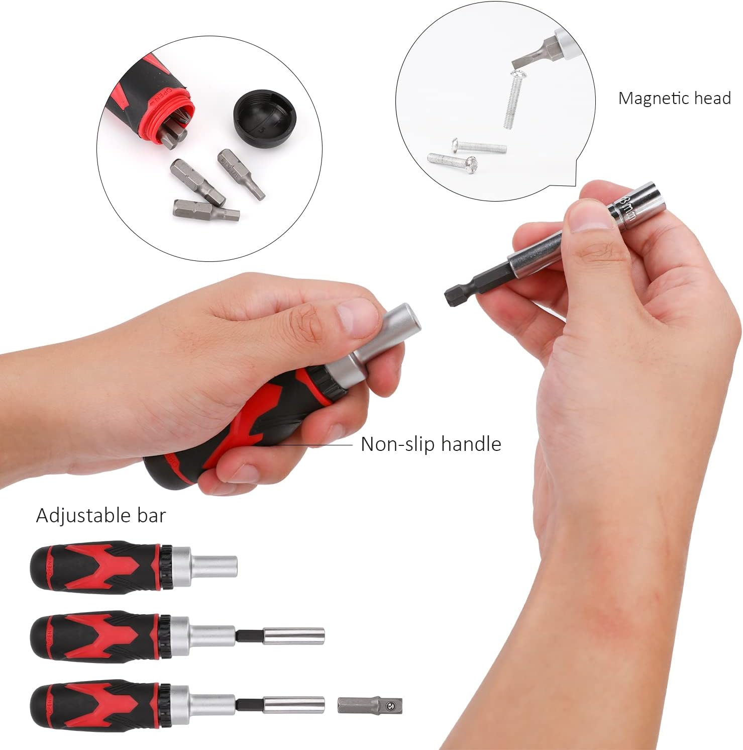 Detalle 2 de Amazon Basics 41‑Piece Magnetic Ratchet Screwdriver Set