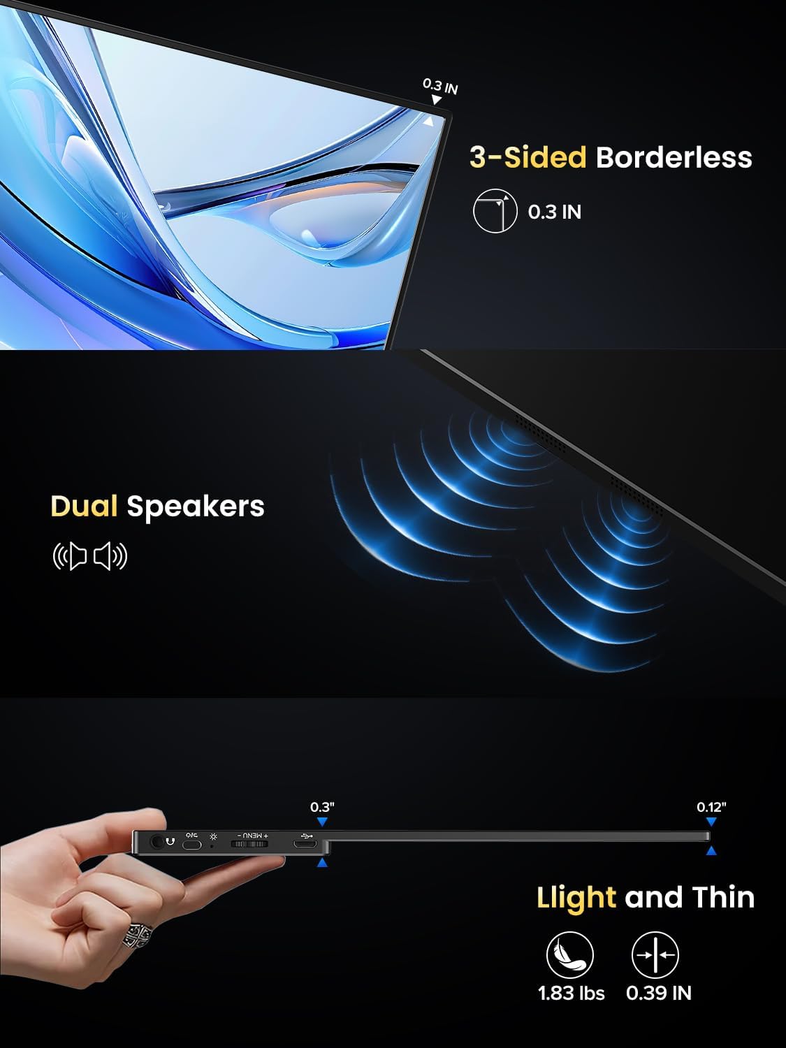 Thumbnail 5 de UPERFECT OLED Portable Monitor 4K 13,3 Zoll (3840 x 2160) – 150% sRGB, 500 Nits, 100.000:1 Kontrast