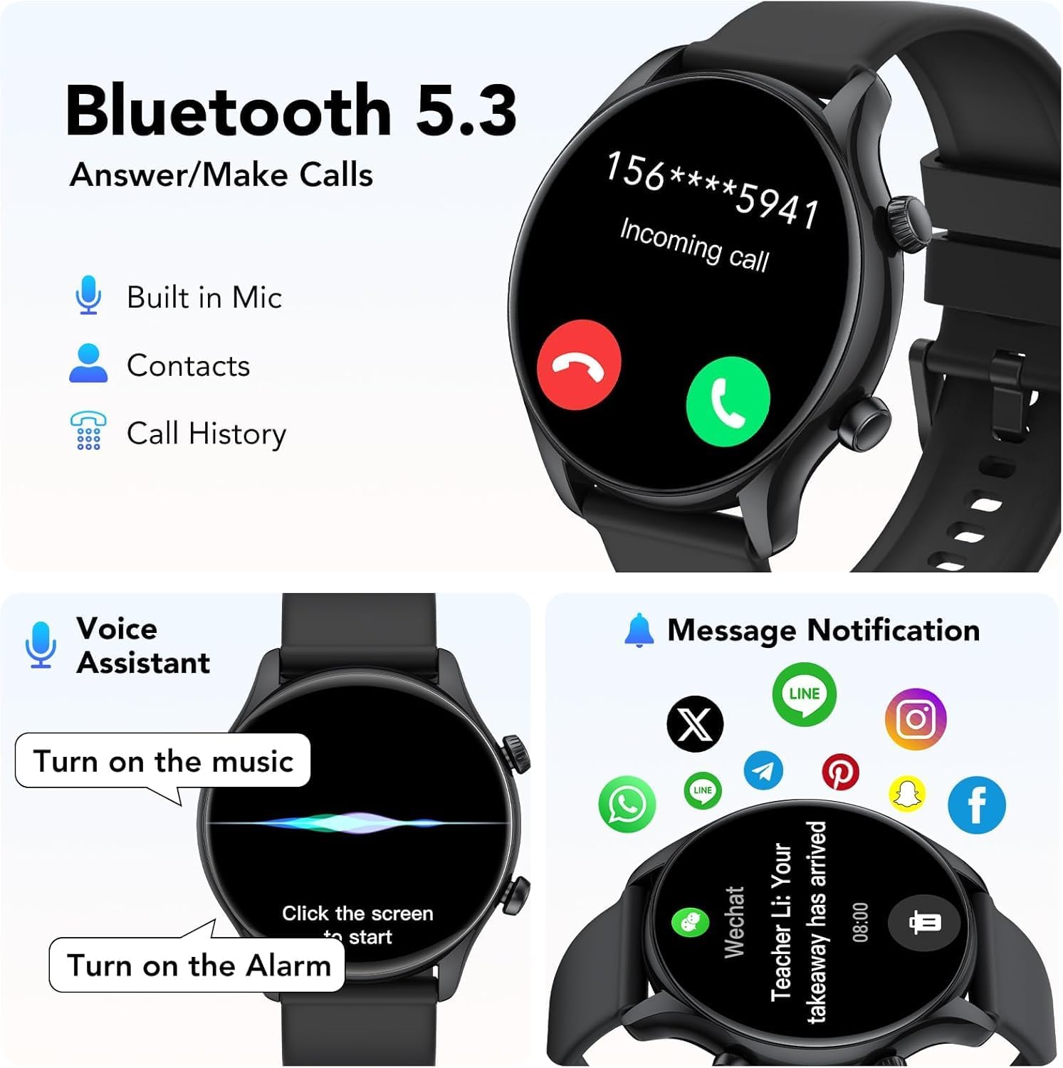Thumbnail 1 de Montre connectée homme/femme 1,40" HD : appels Bluetooth, sport, sommeil et podomètre